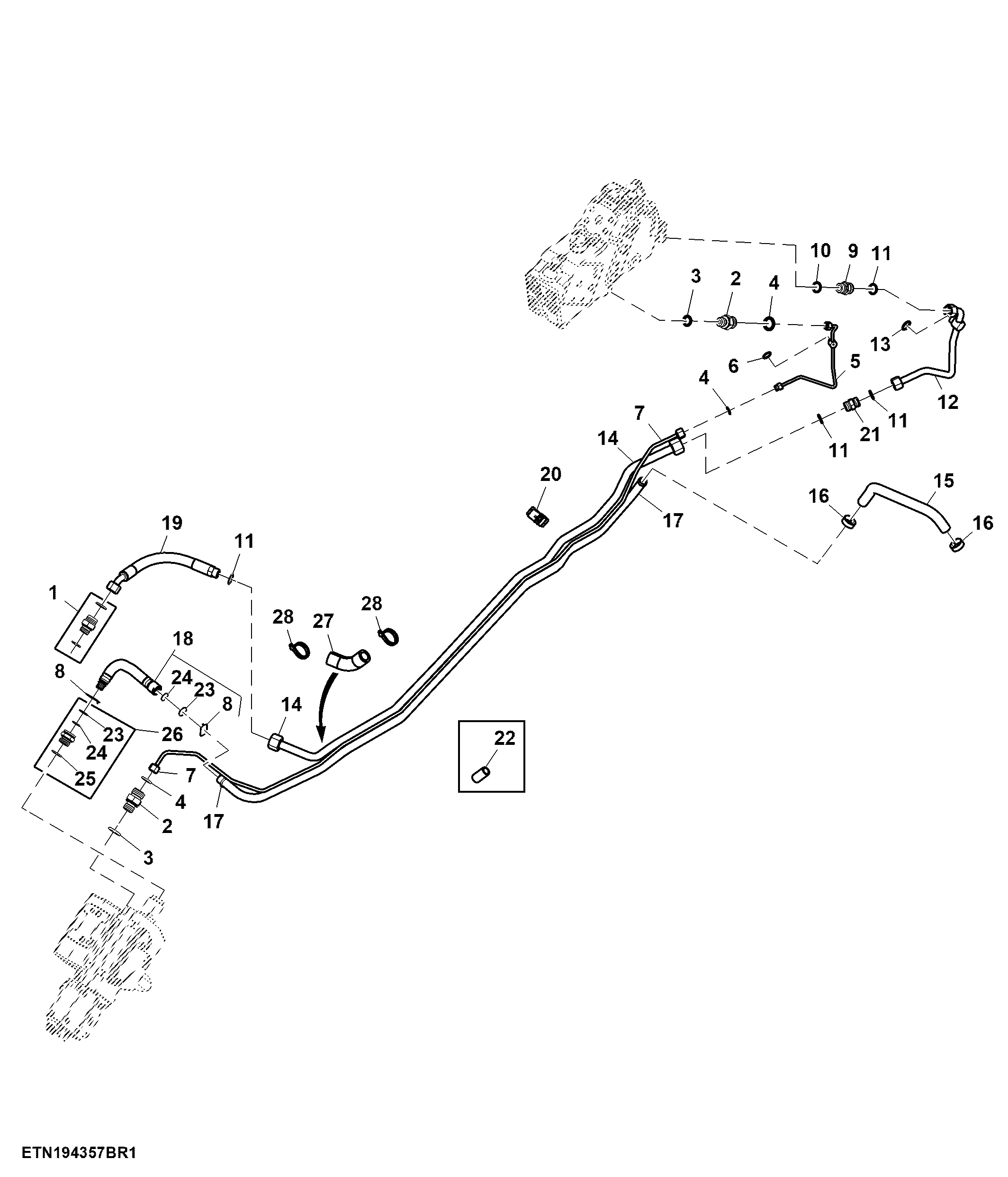 Oil Supply Lines, Midstack SCV, W/ Power Beyond