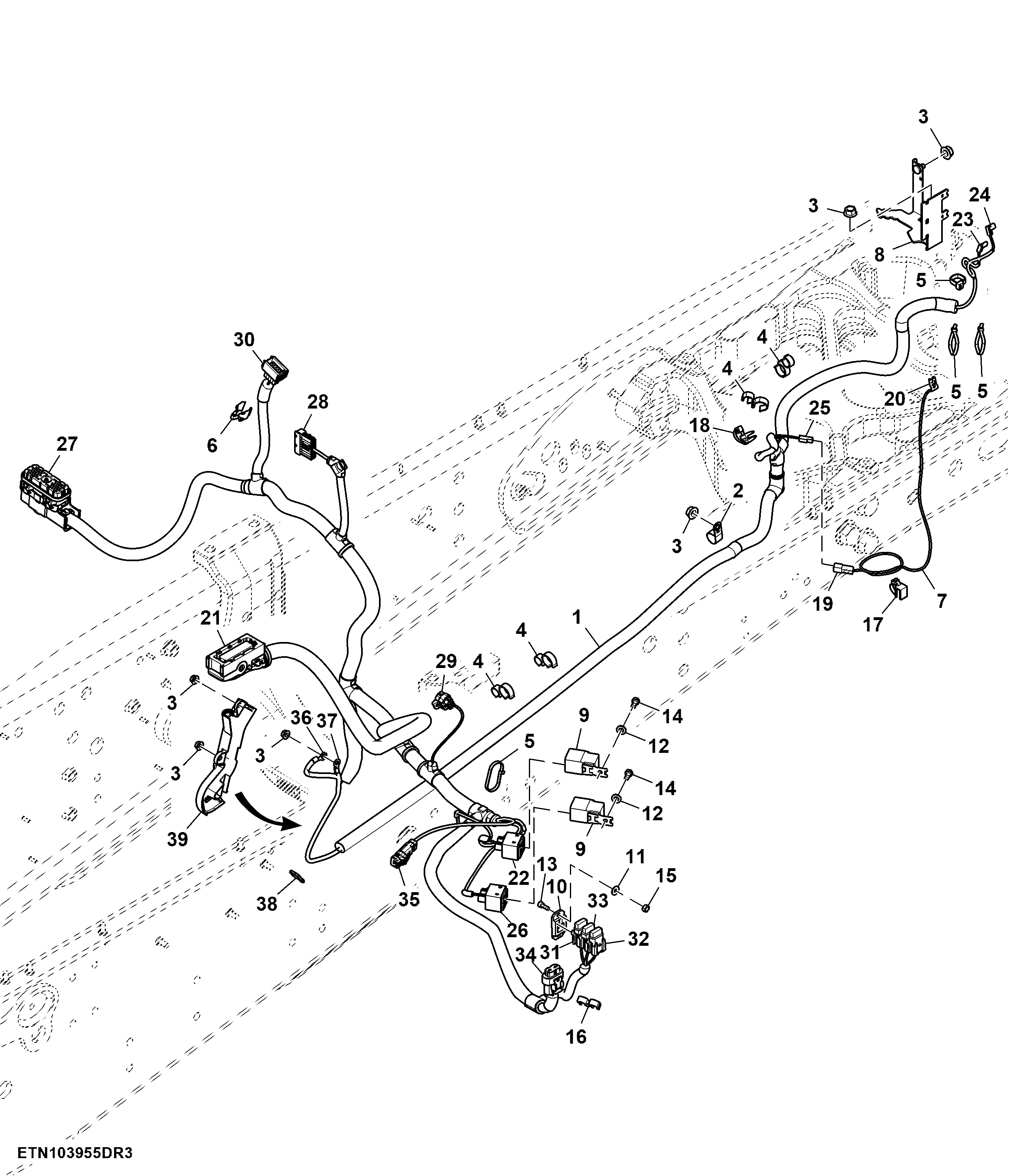Wiring Harness, Front Chassis, W/O Front Controller, W/O Front PTO ( - 894427)
