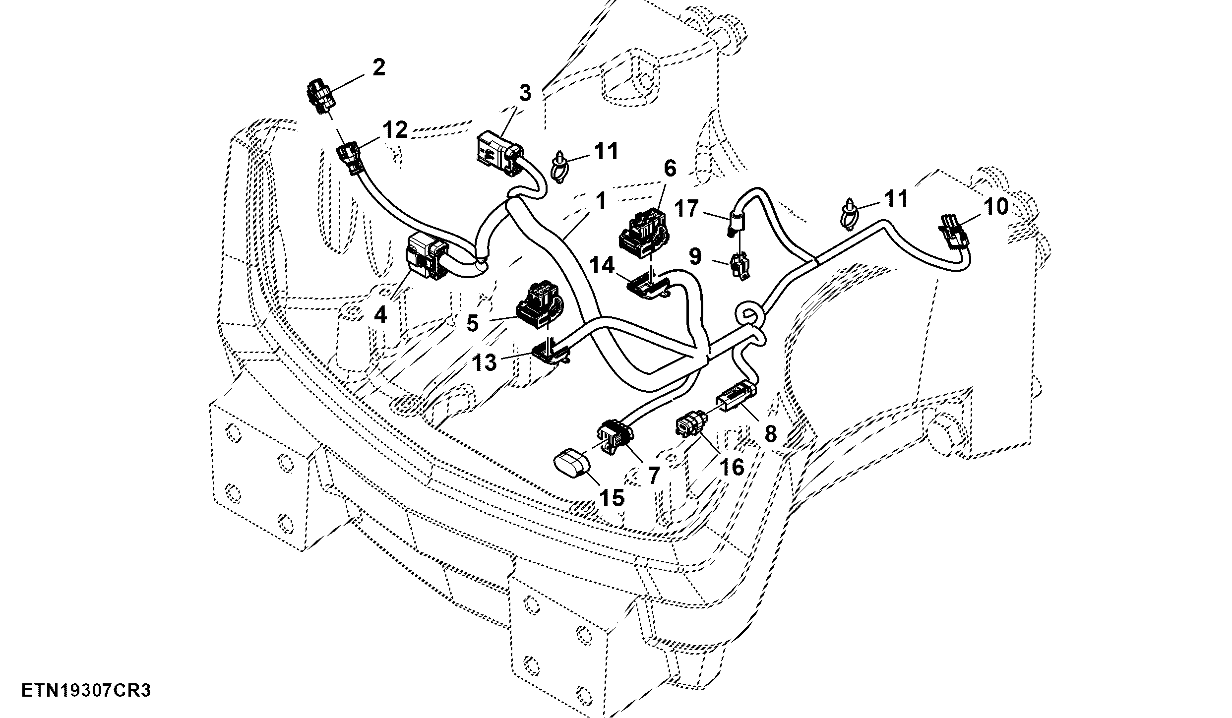 Wiring Harness, Front Controller, Mid-Stack, W/O Front Hitch, TLS™