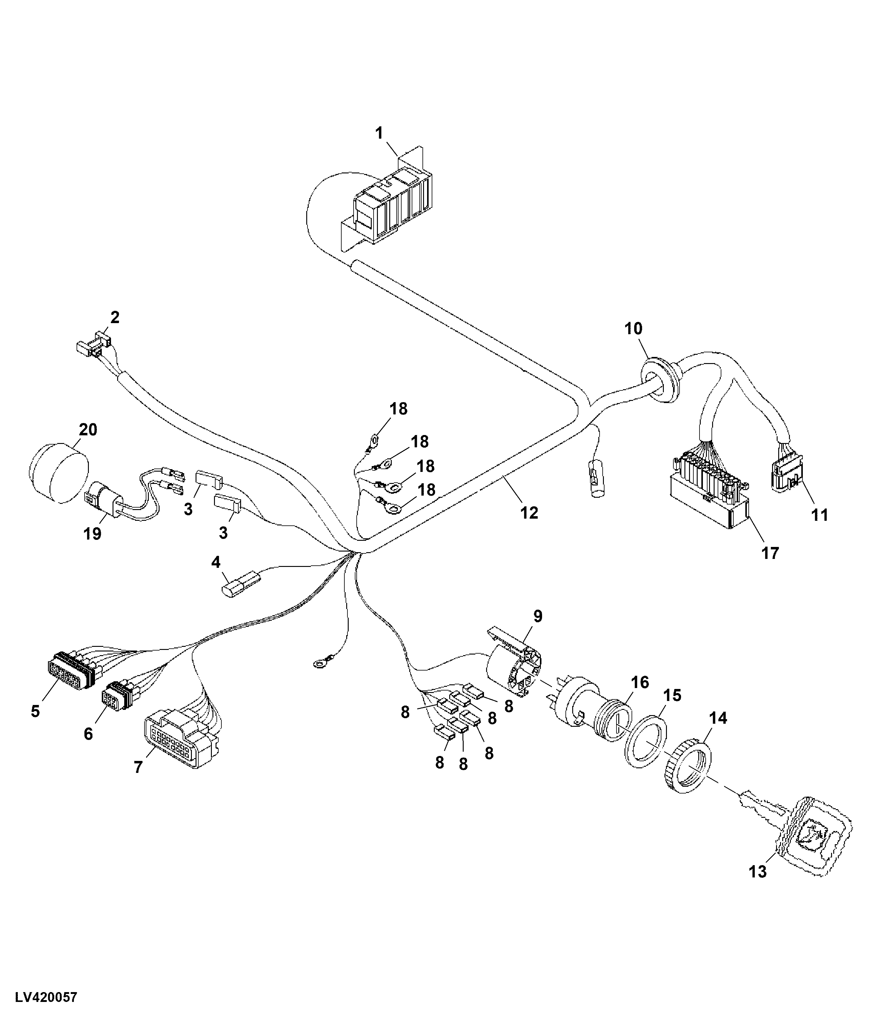 Wiring Harness (Front Console) (Isolated Open Operator Station) (420001 - )