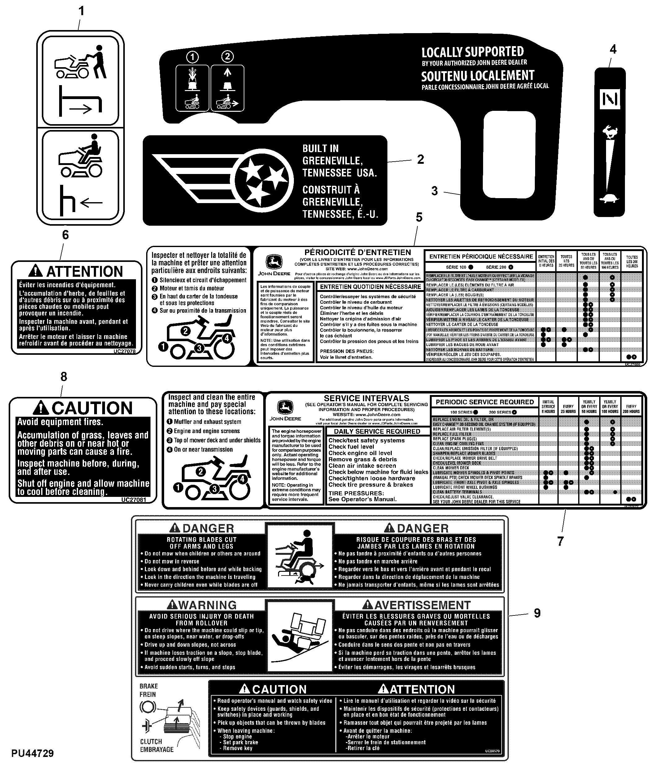 Labels, Electrical PTO, Side Discharge (For Canada)