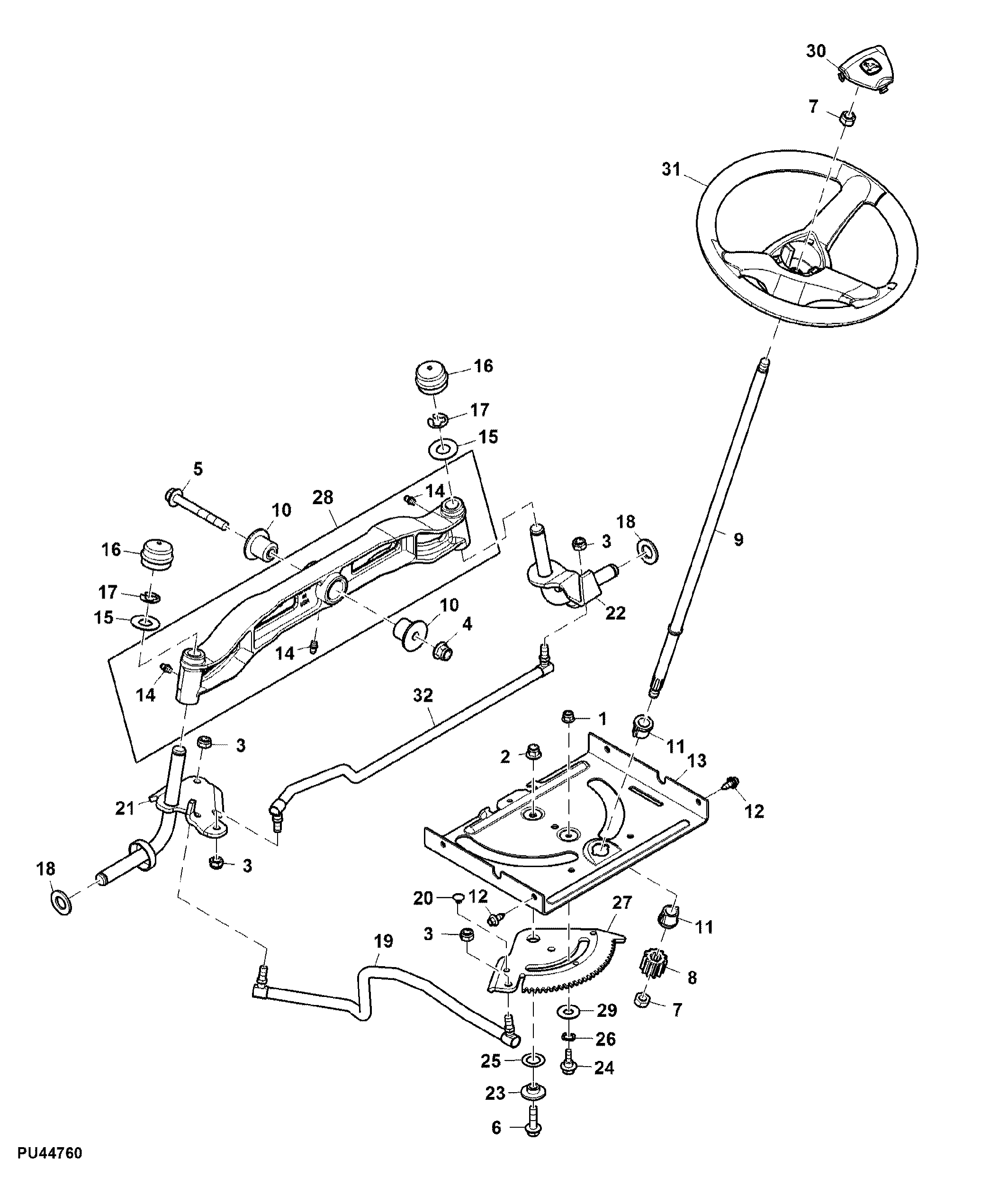 Steering Wheel, Gears, Linkage and Front Axle