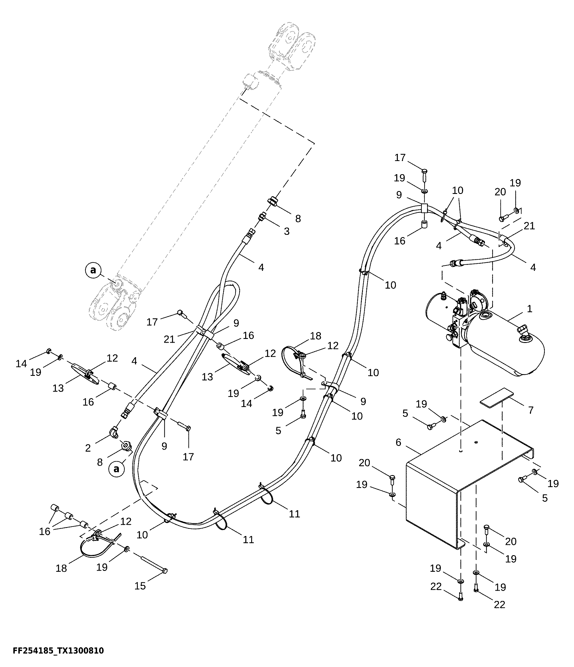 Cab Tilt Hydraulic Pump and Lines, Log Loader