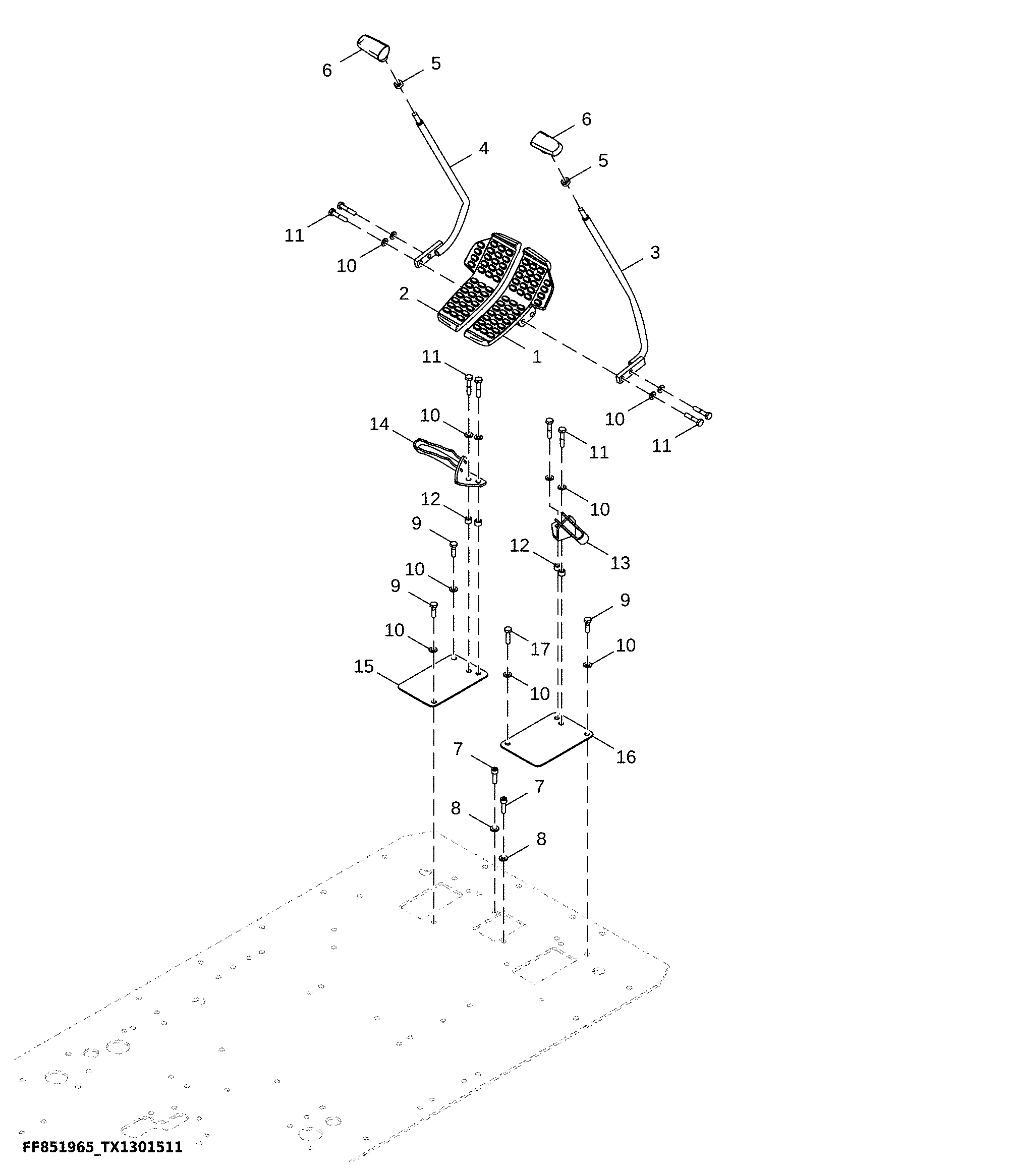 Travel Pilot Control Levers and Pedals, Log Loader