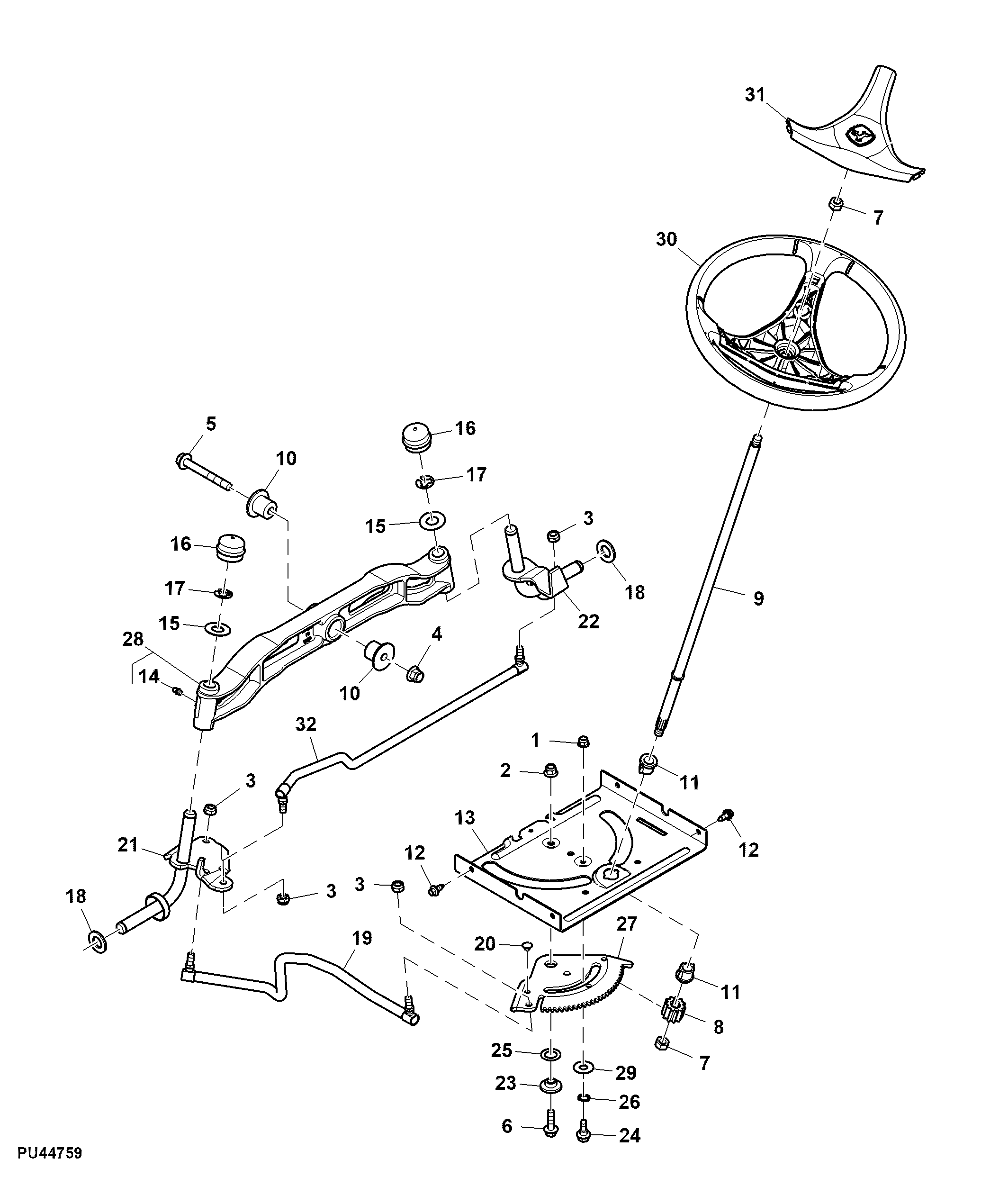 Steering Wheel, Gears, Linkage and Front Axle