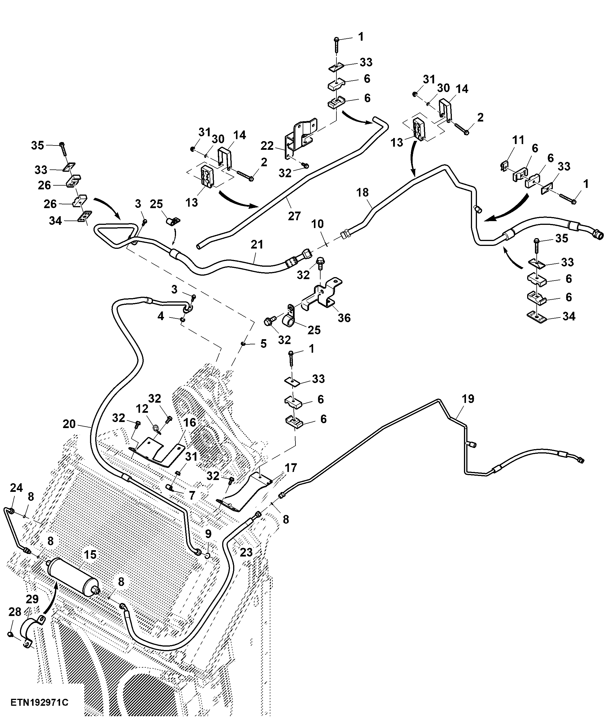 Air Conditioning Lines, Cab, 15.0 L Engine (807001 - )
