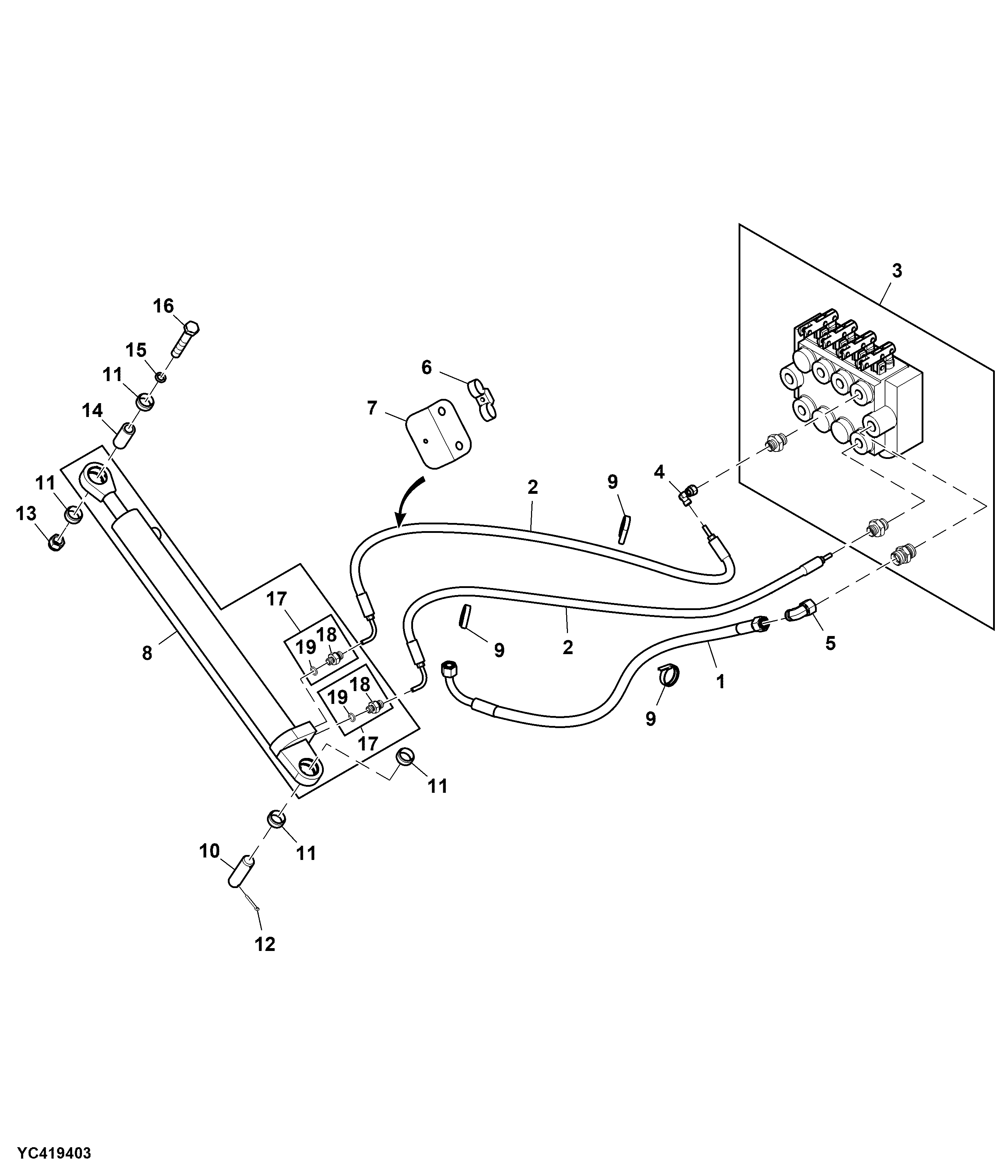 Hydraulic Hoses and Control Valve, Hydraulic Unloading Drive