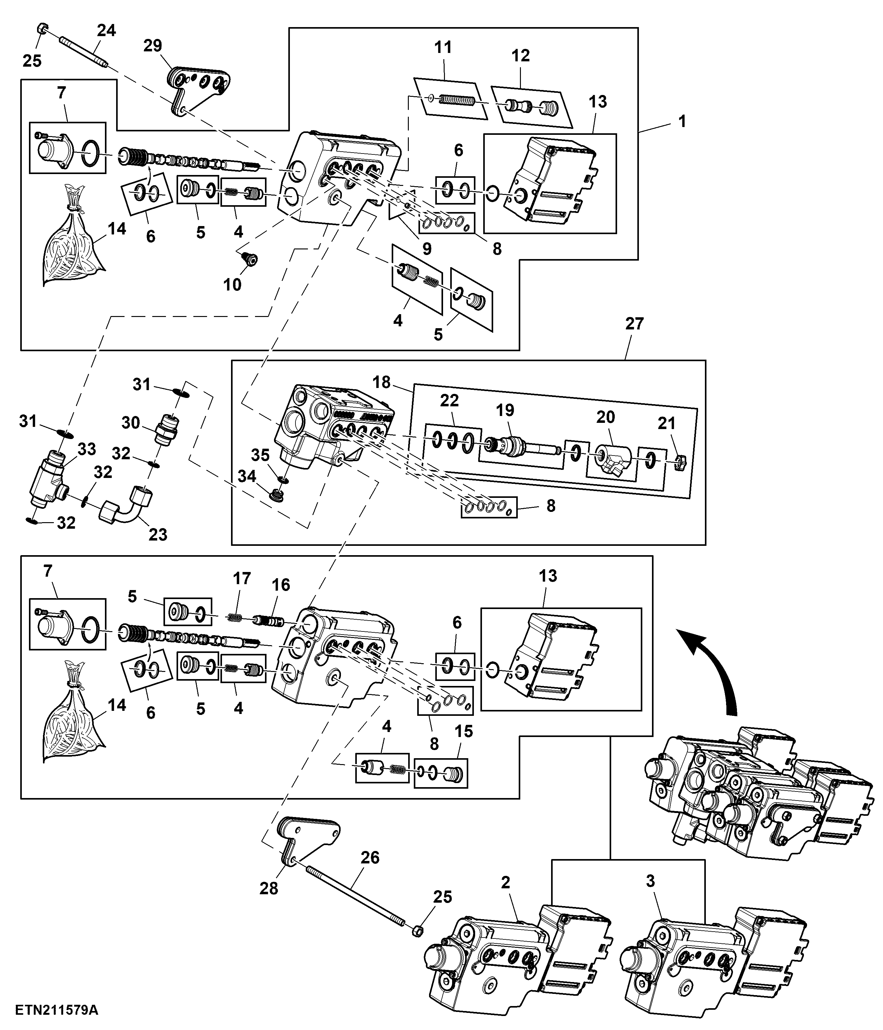Electrical Midstack SCV, W/ 2 Functions, W/ Front Hitch Control Valve