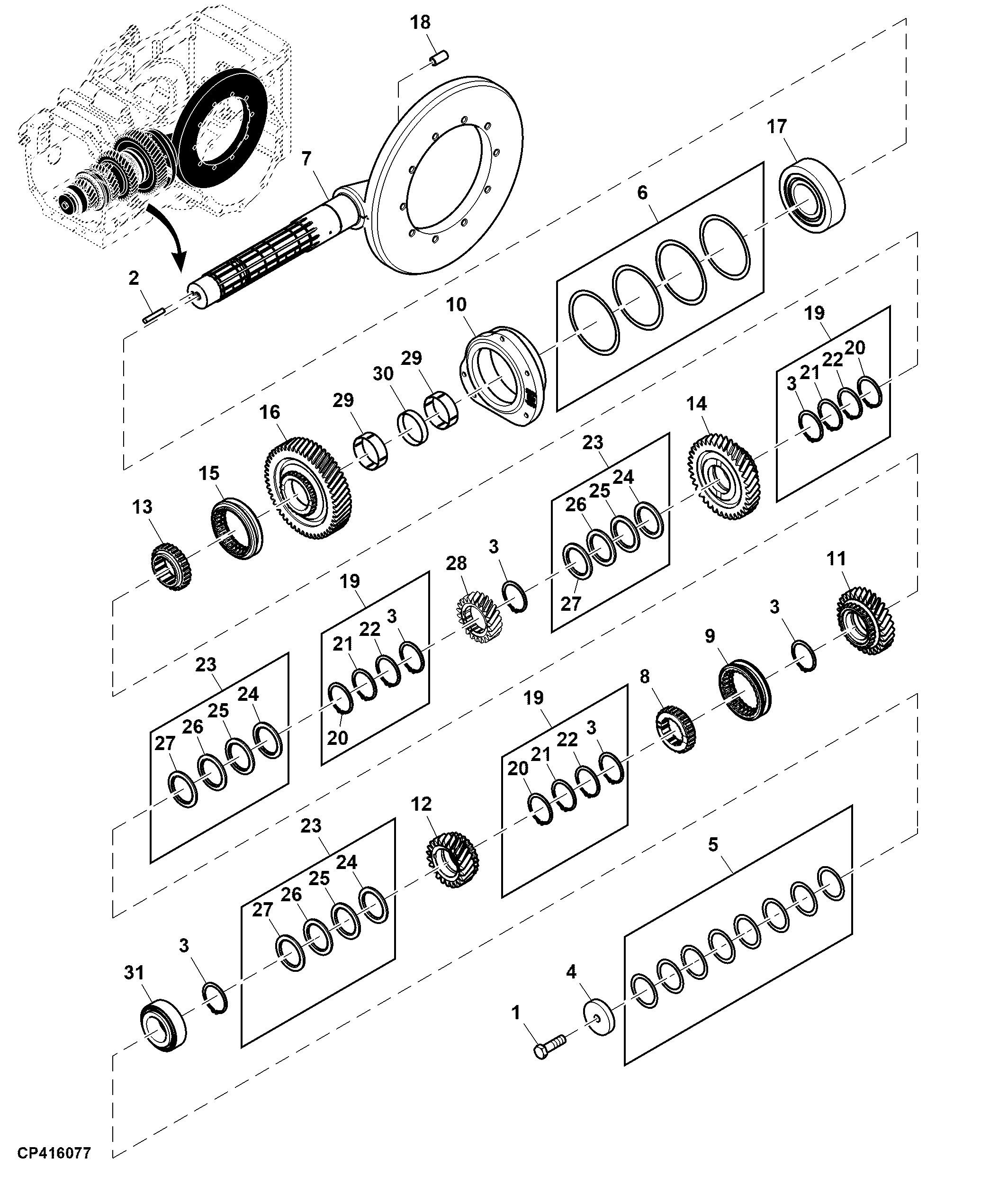 Differential Drive Shaft, Collar Shift Transmission