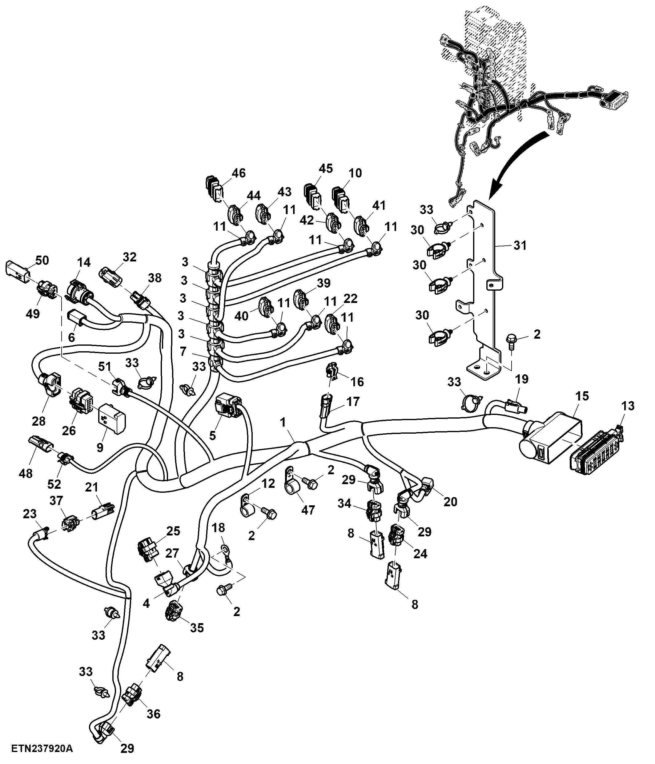Wiring Harness, Selective Control Valve, 6 Rear SCV, W/ Hitch (071001 - 080000)