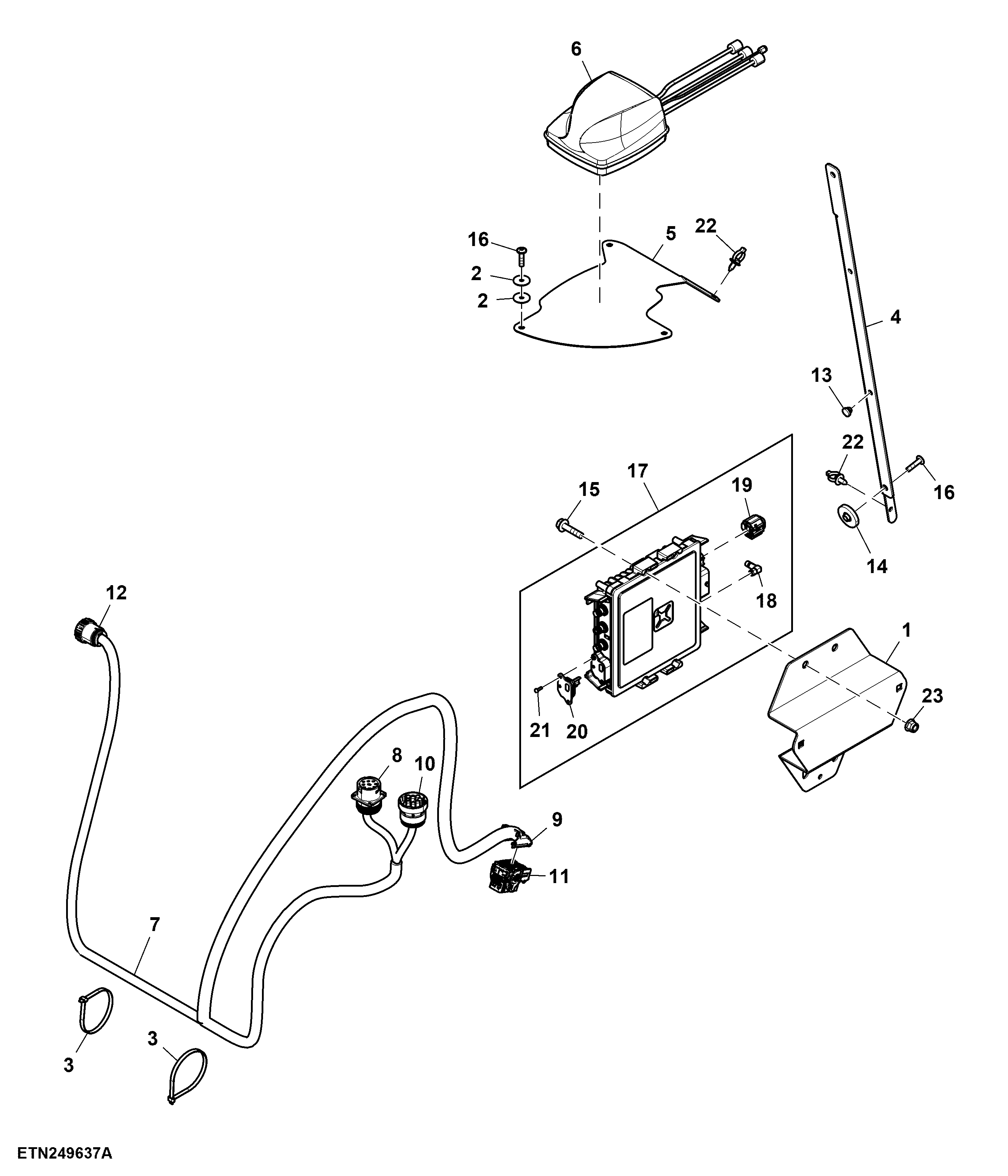 Electronic Control Unit / Antenna / Wiring Harness, JDLink™, Cab
