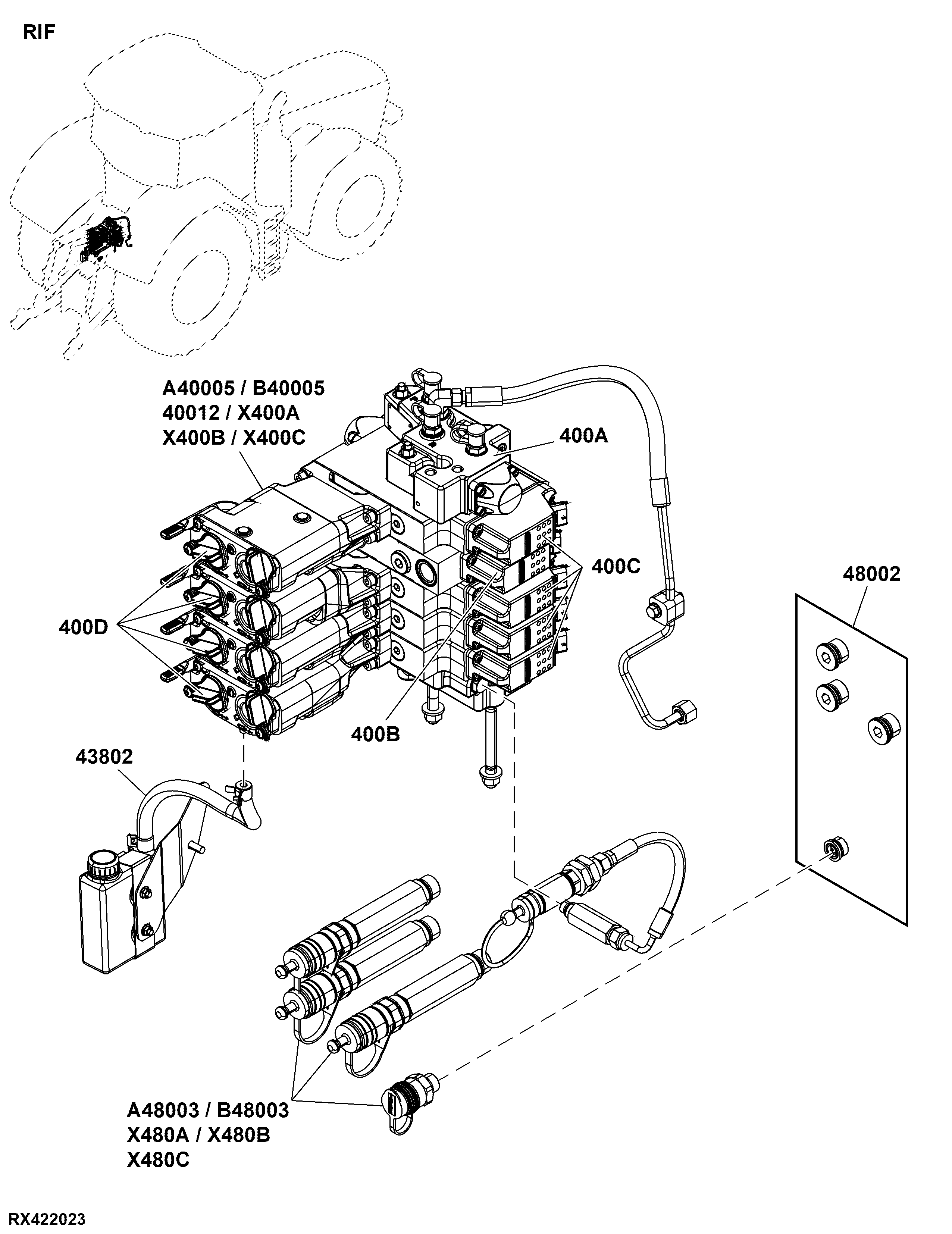RIF Selective Control Valve and Hydraulic Couplers, Rear Implement