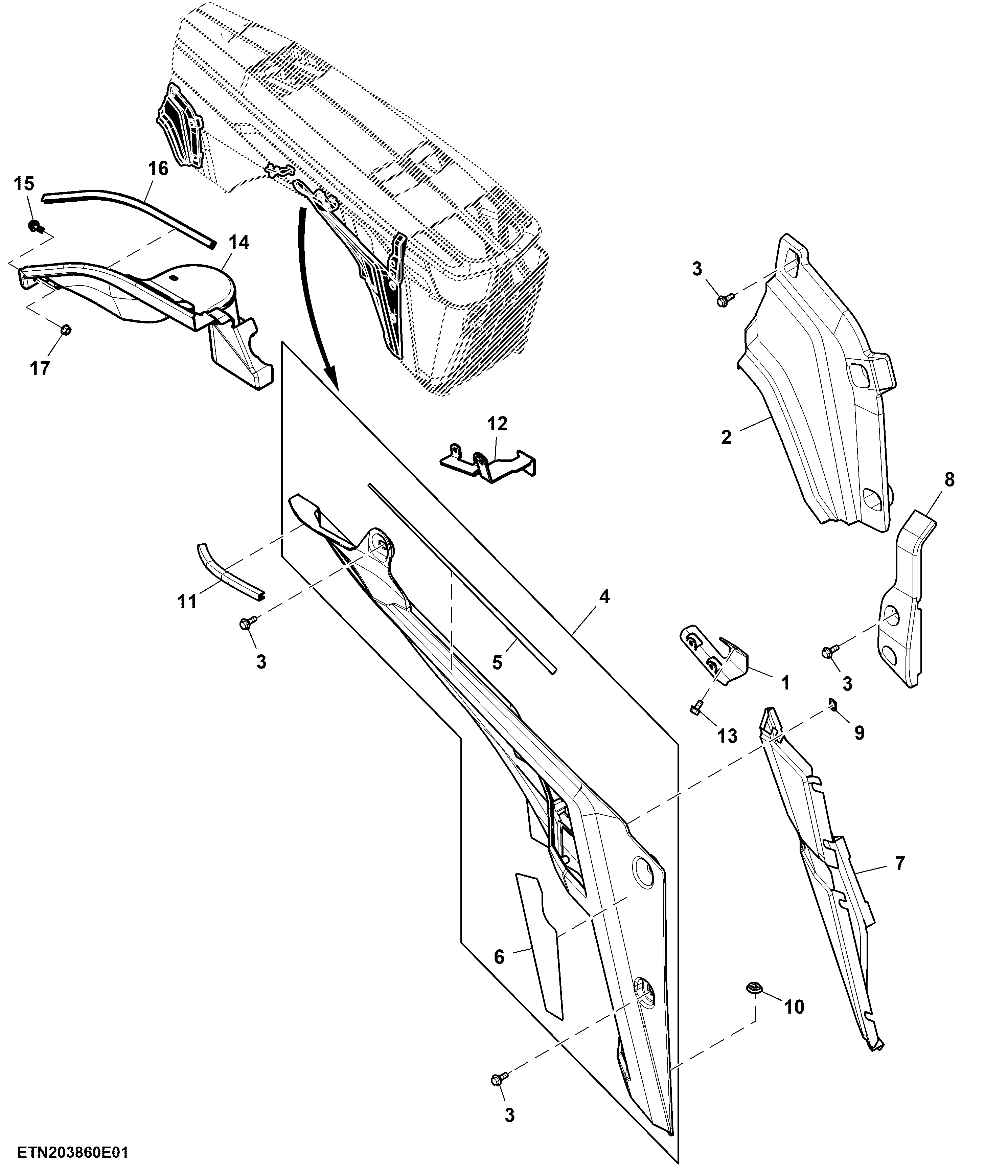 Fixed Panel, Hood, T2 Engine, RH ( - 200000)