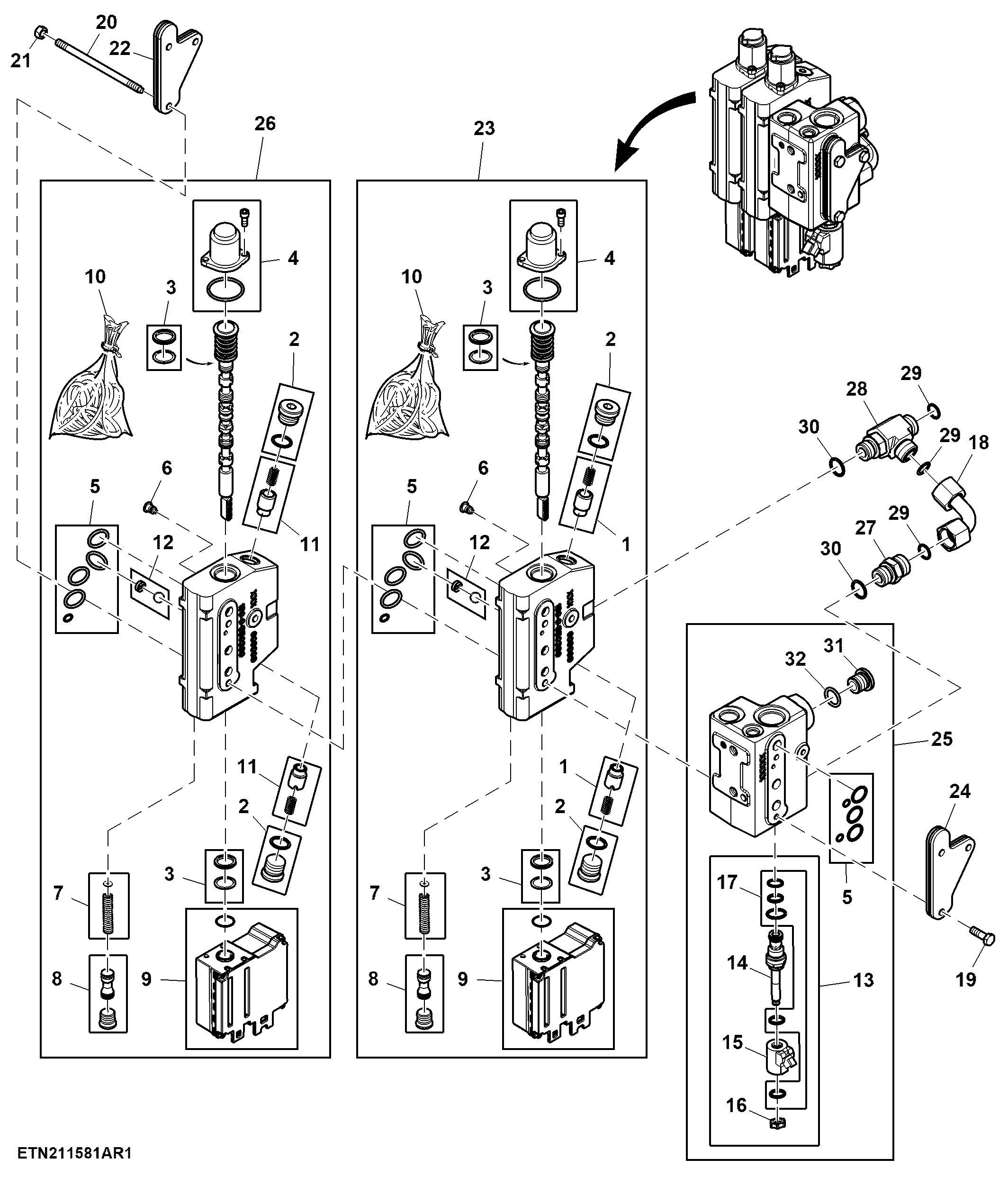 Electrical Midstack SCV, W/ Front Hitch Control Valve