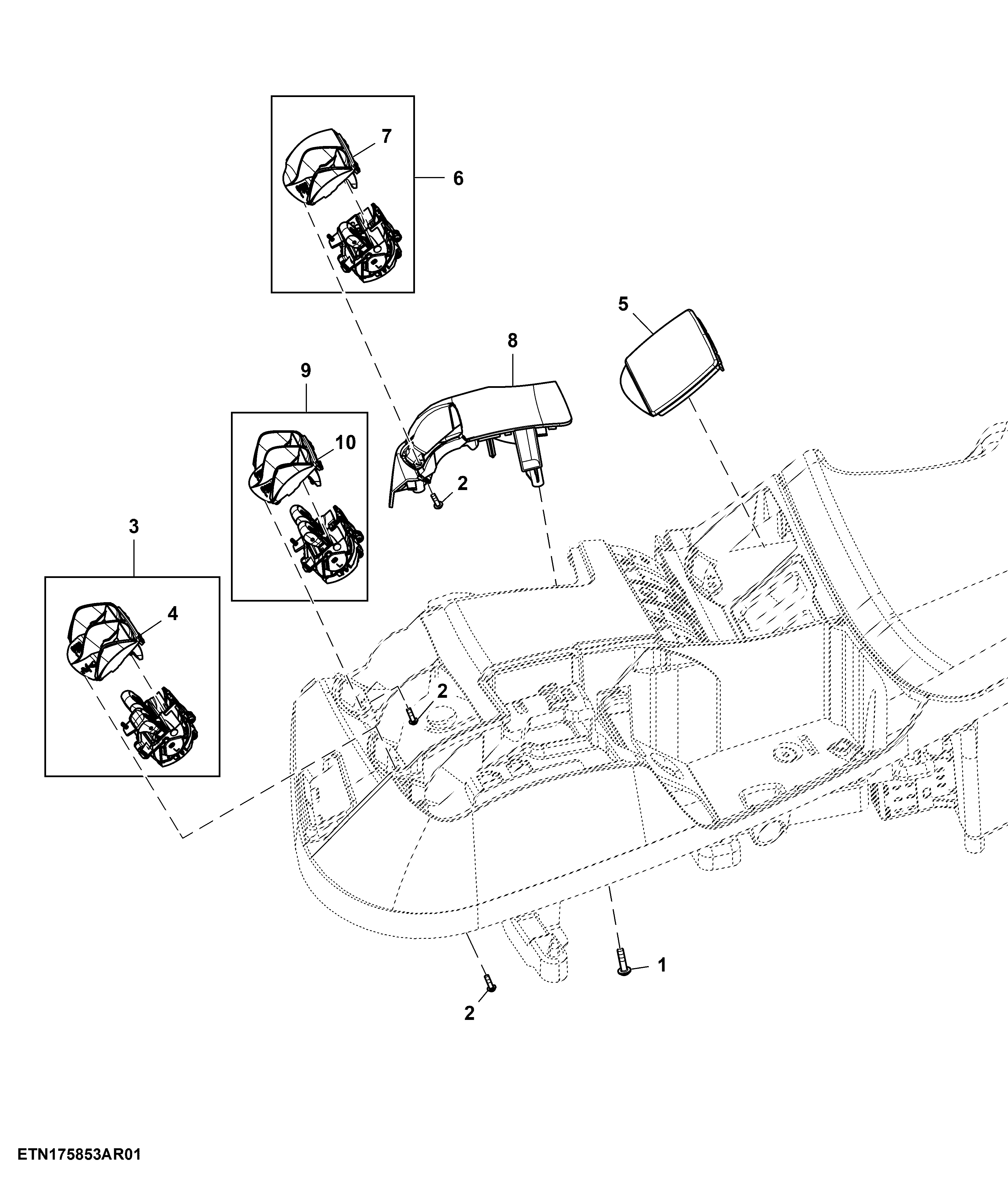 Control, Rear Hitch and 4 Rear SCV, W/O Joystick and Front Hitch, CommandARM™
