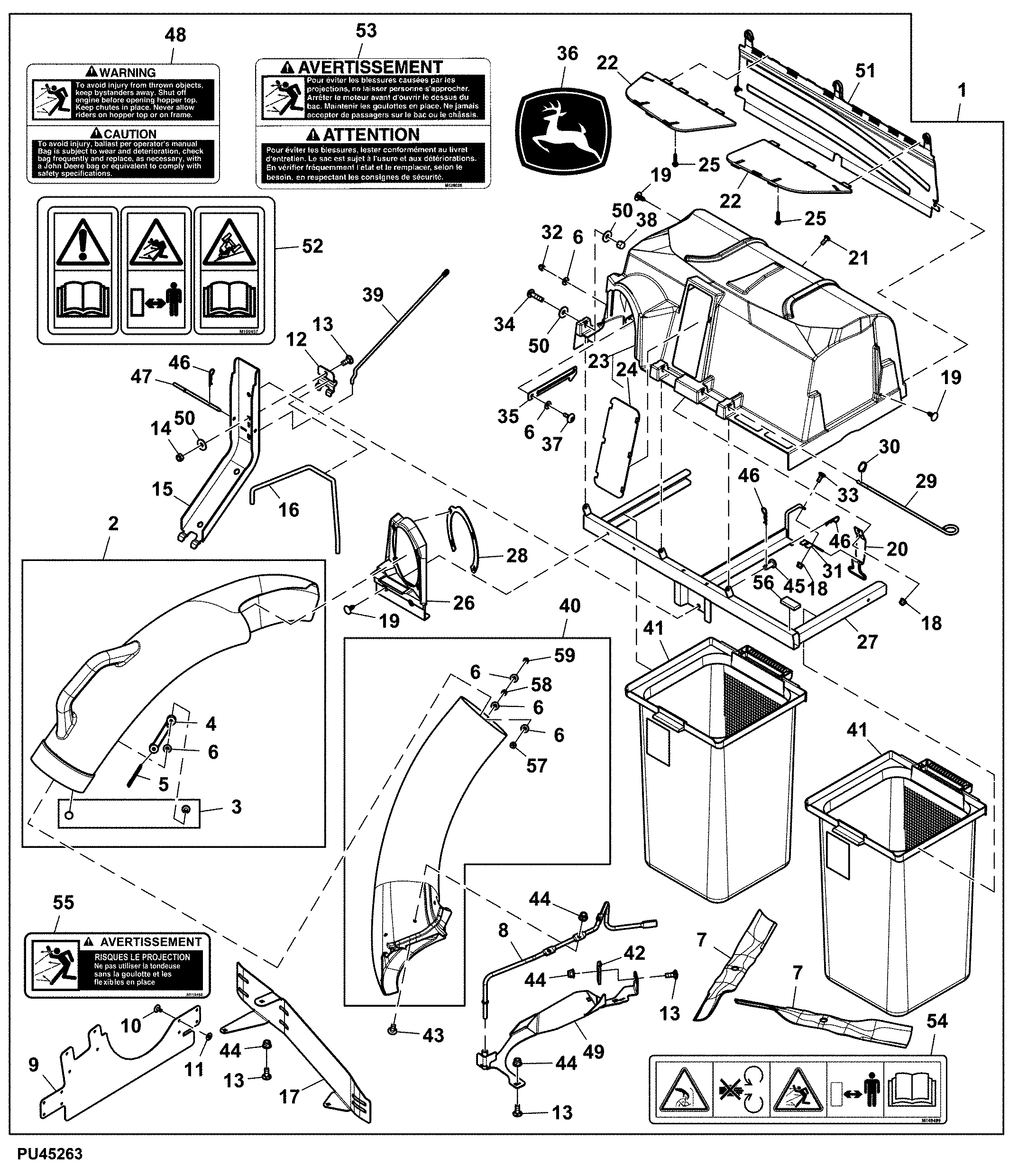Material Collection System, 2-Bag, 42 inch, Attachment