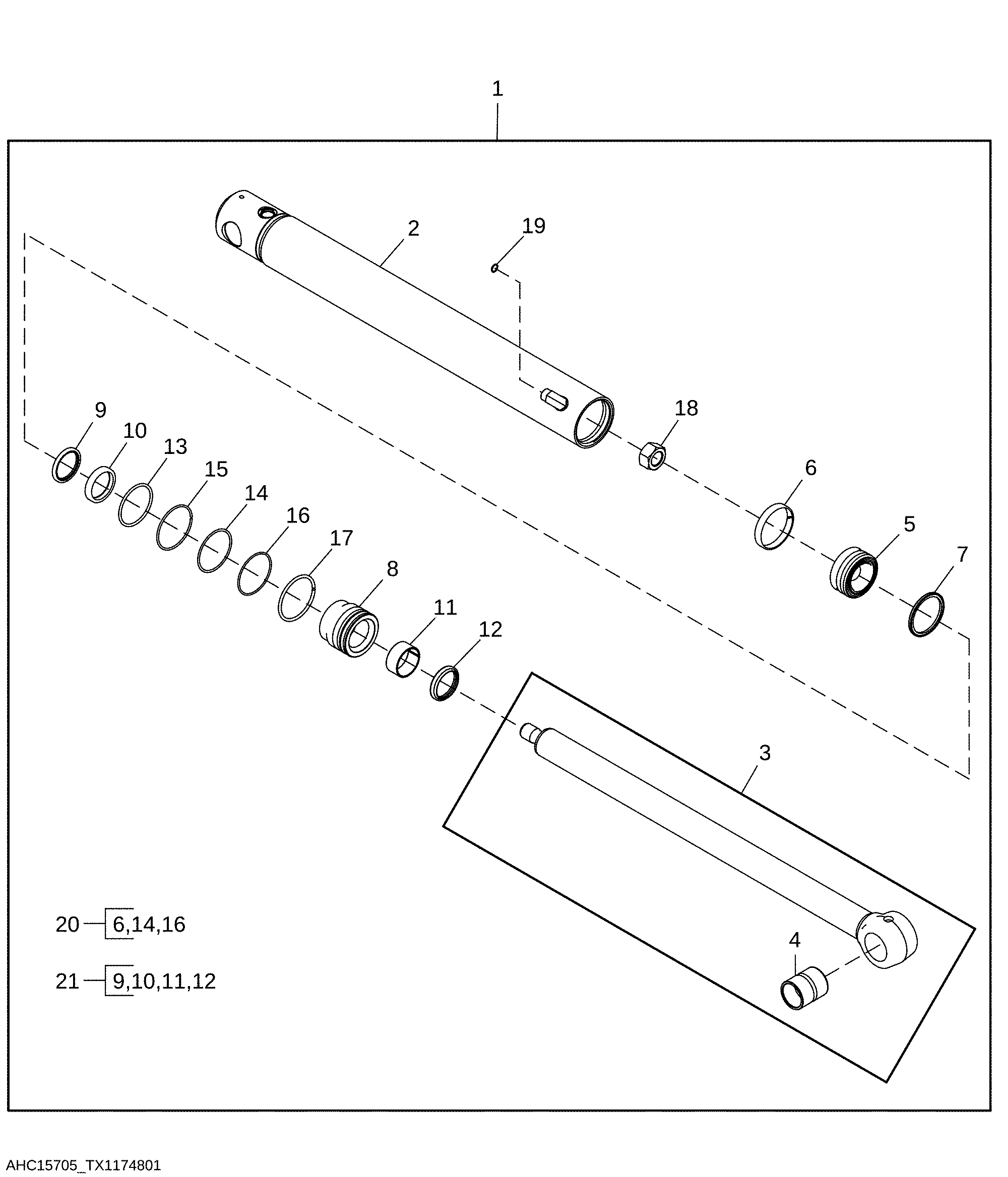 Bucket Cylinder and Repair Kit, Heavy Duty Replacement
