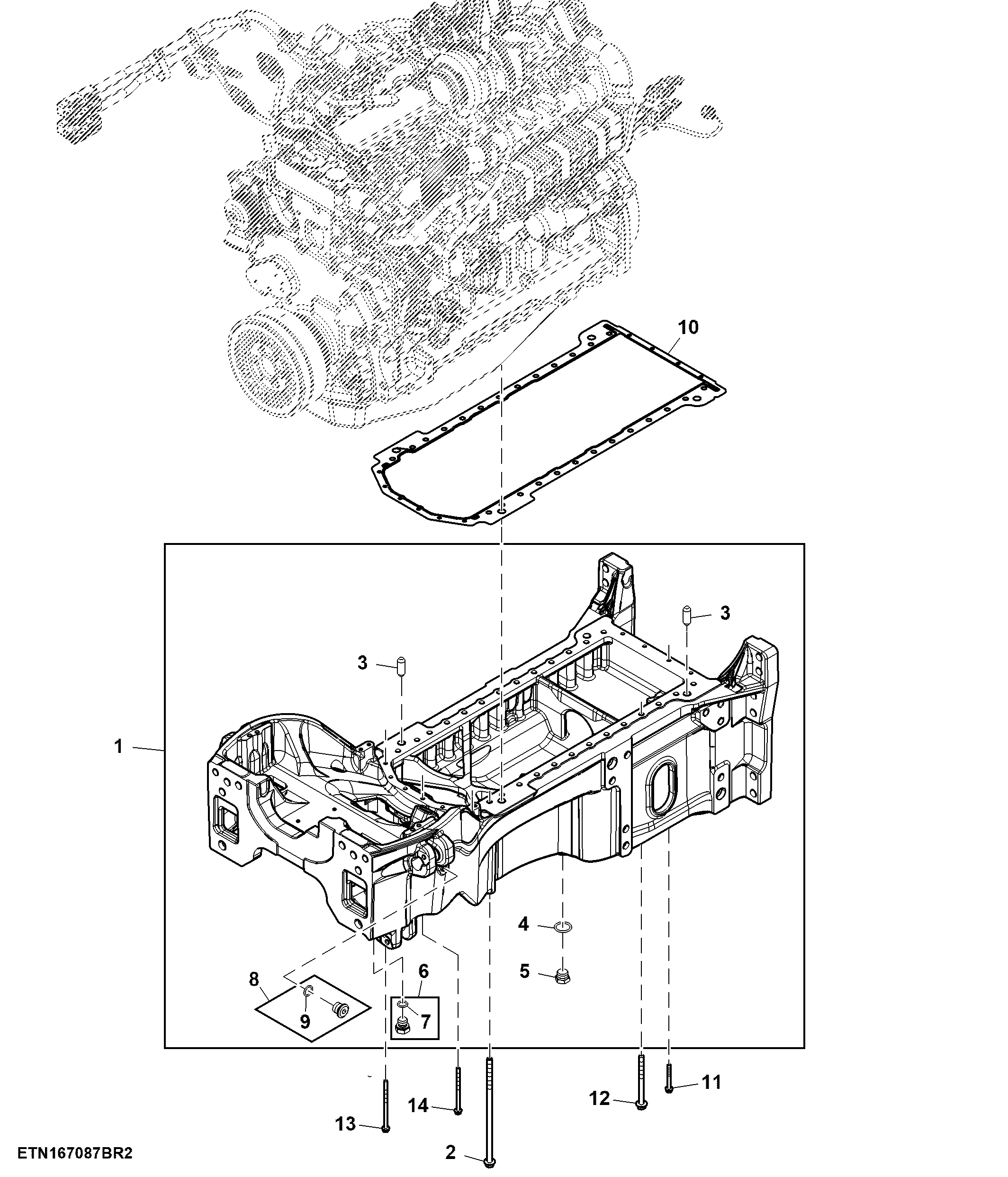 Engine Mounting Hardware and Oil Pan Frame, W/ TLS™, 6.8 L Engine