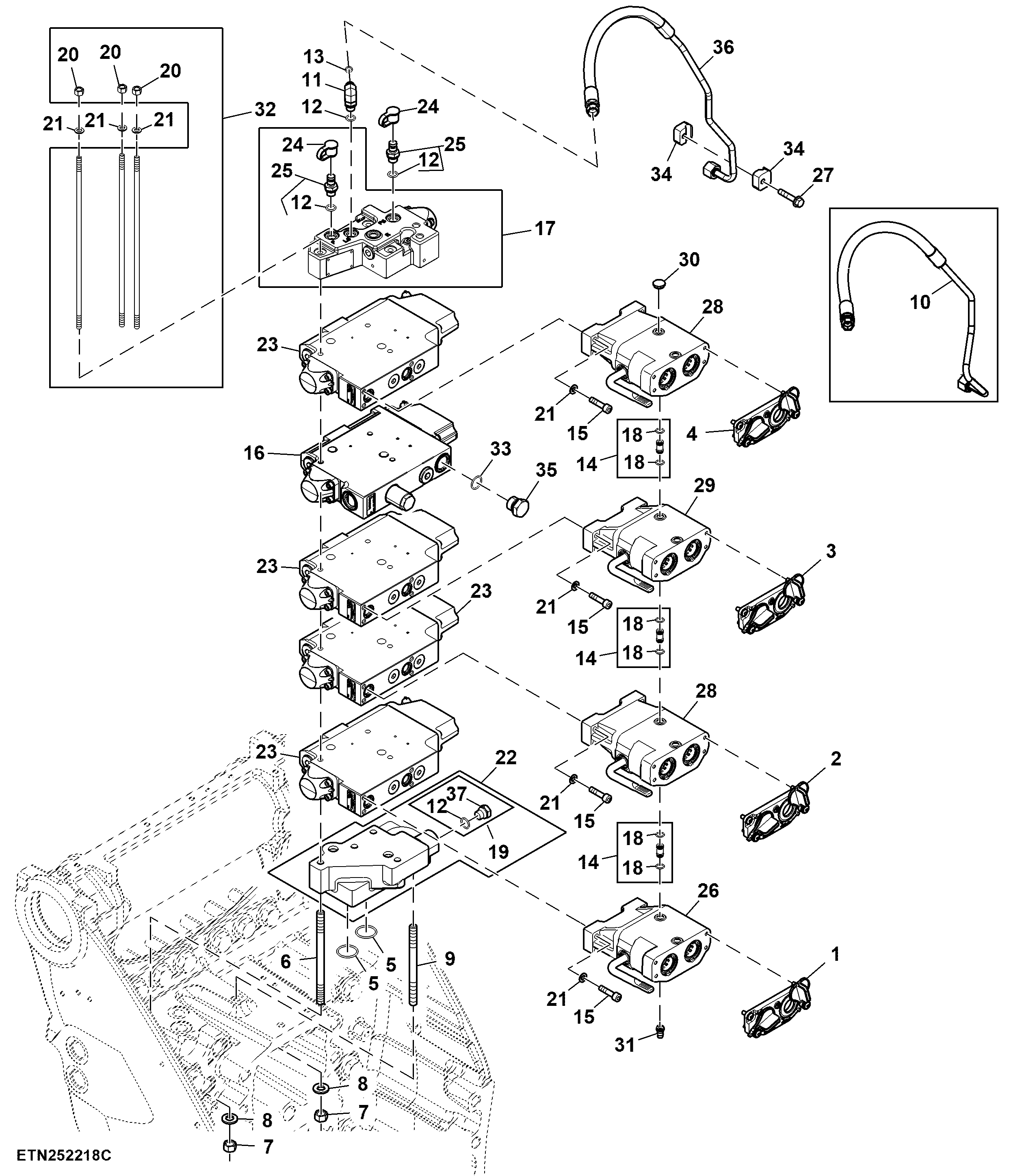 Selective Control Valve, 4 Rear SCV, W/O Hitch