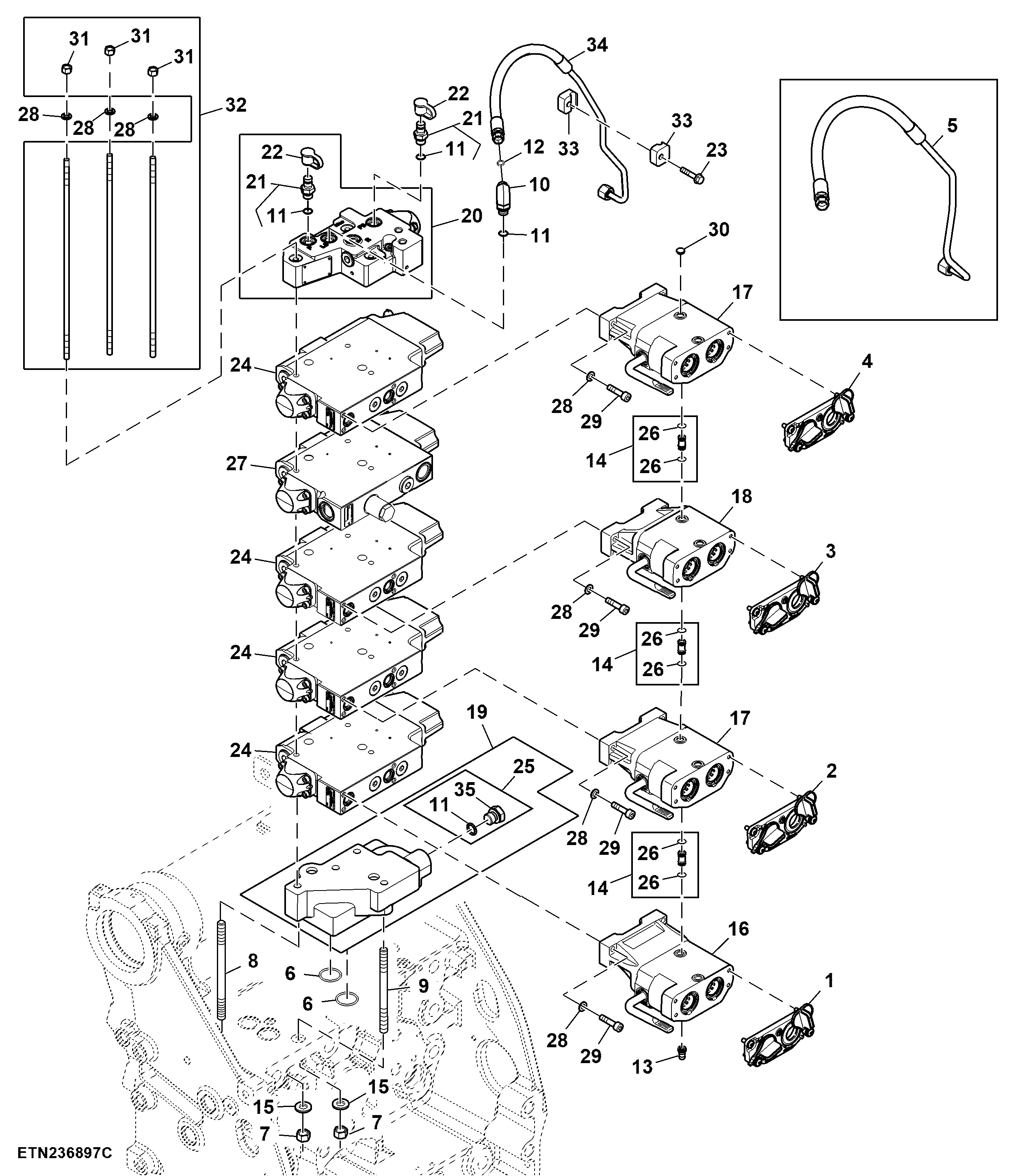 Selective Control Valve, W/ Hitch, 4 Rear SCV, Standard Flow