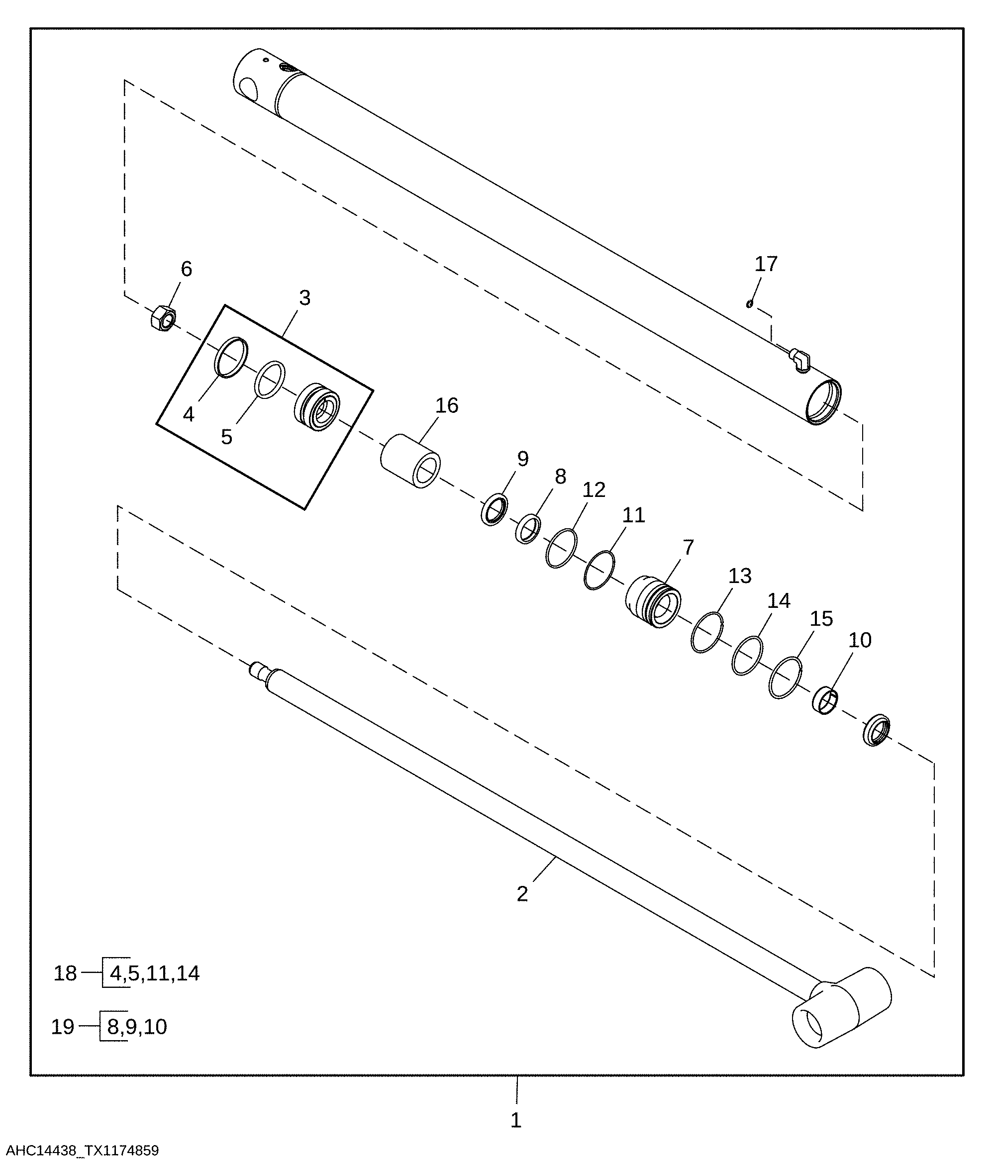 Replacement Extendable Dipperstick Cylinder (Marked AHC14477)