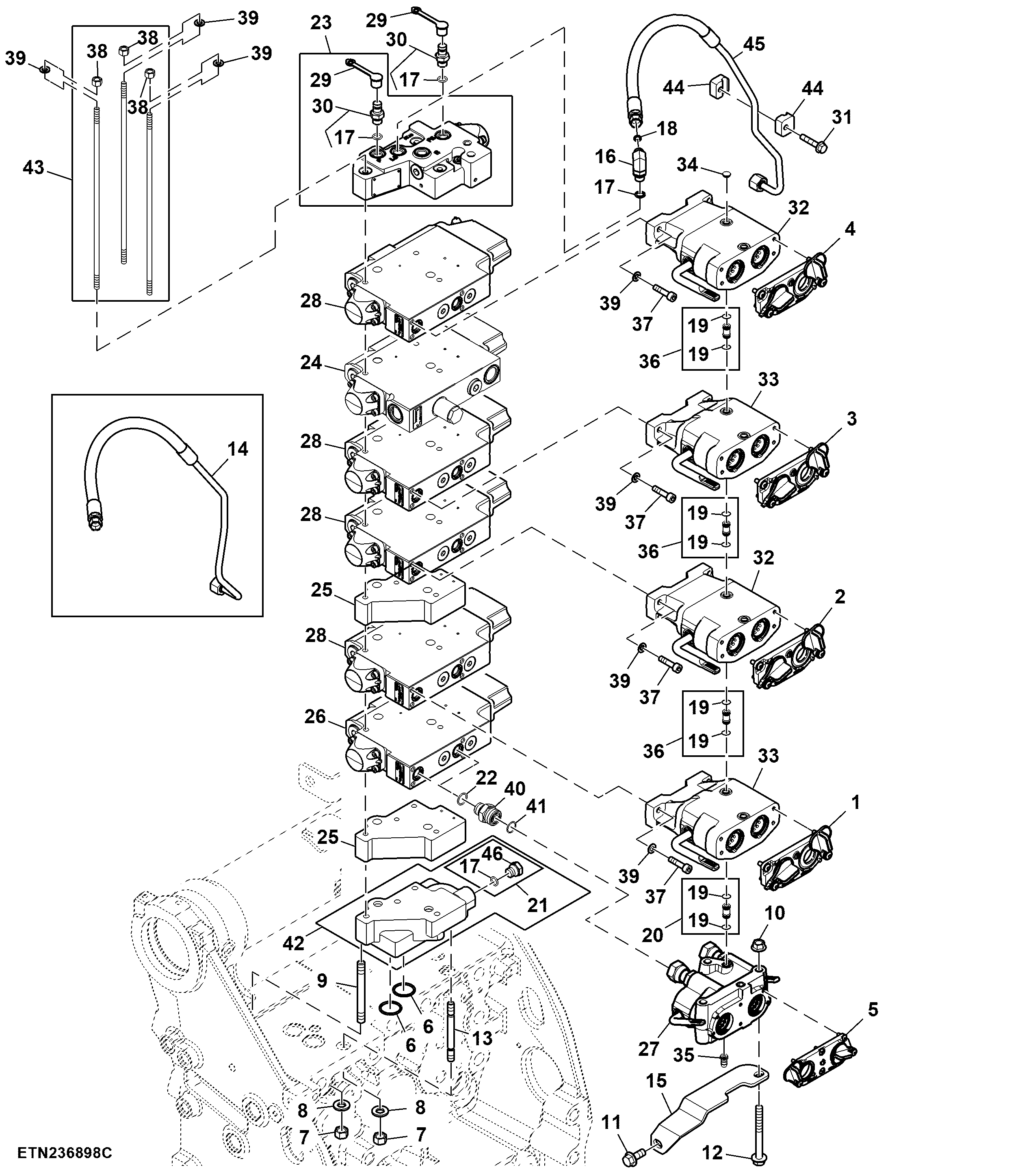 Selective Control Valve, 5 Rear SCV, High Flow, W/ Hitch