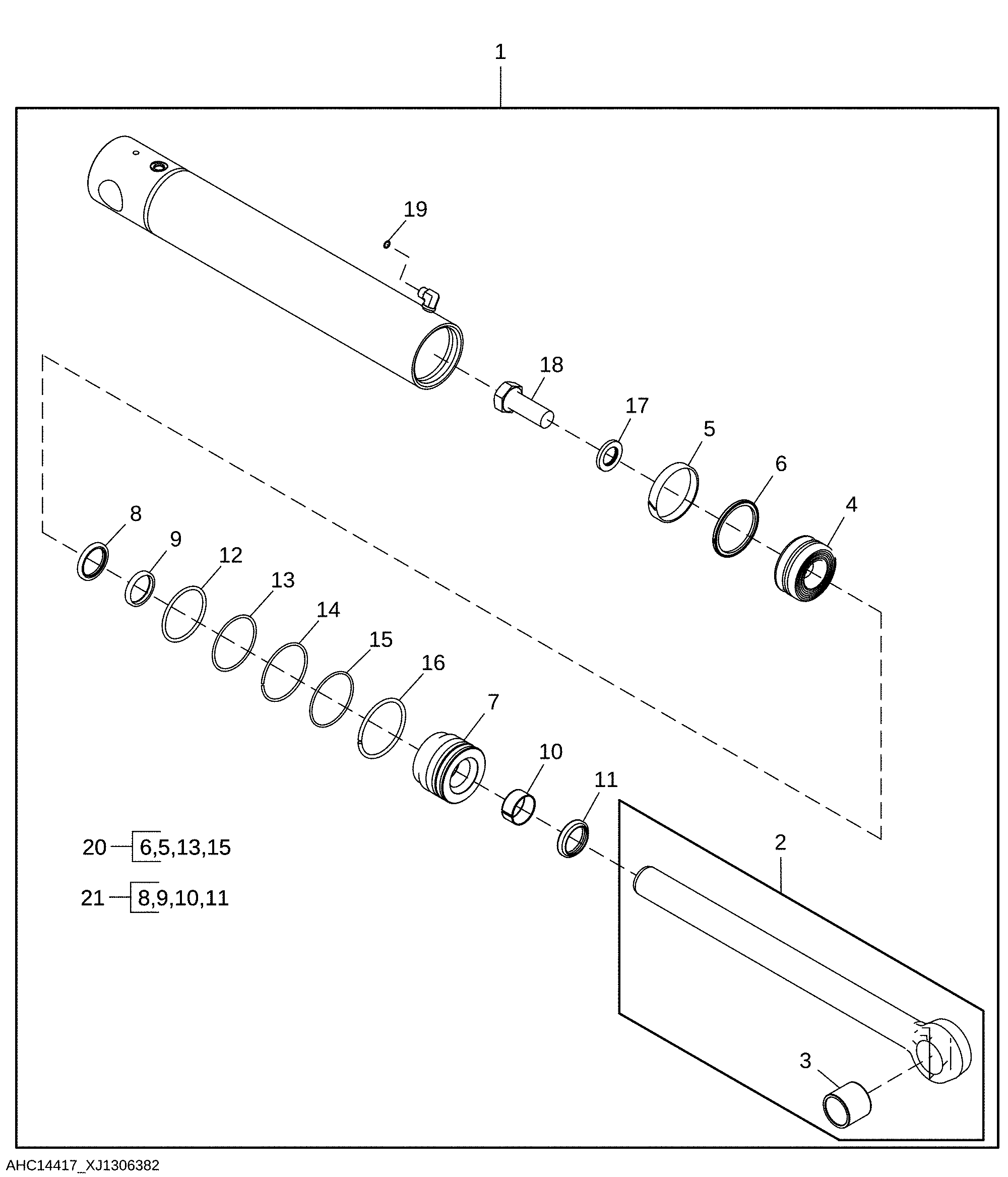 Stabilizer Cylinder and Repair Kit (LH) (Marked AHC14417)