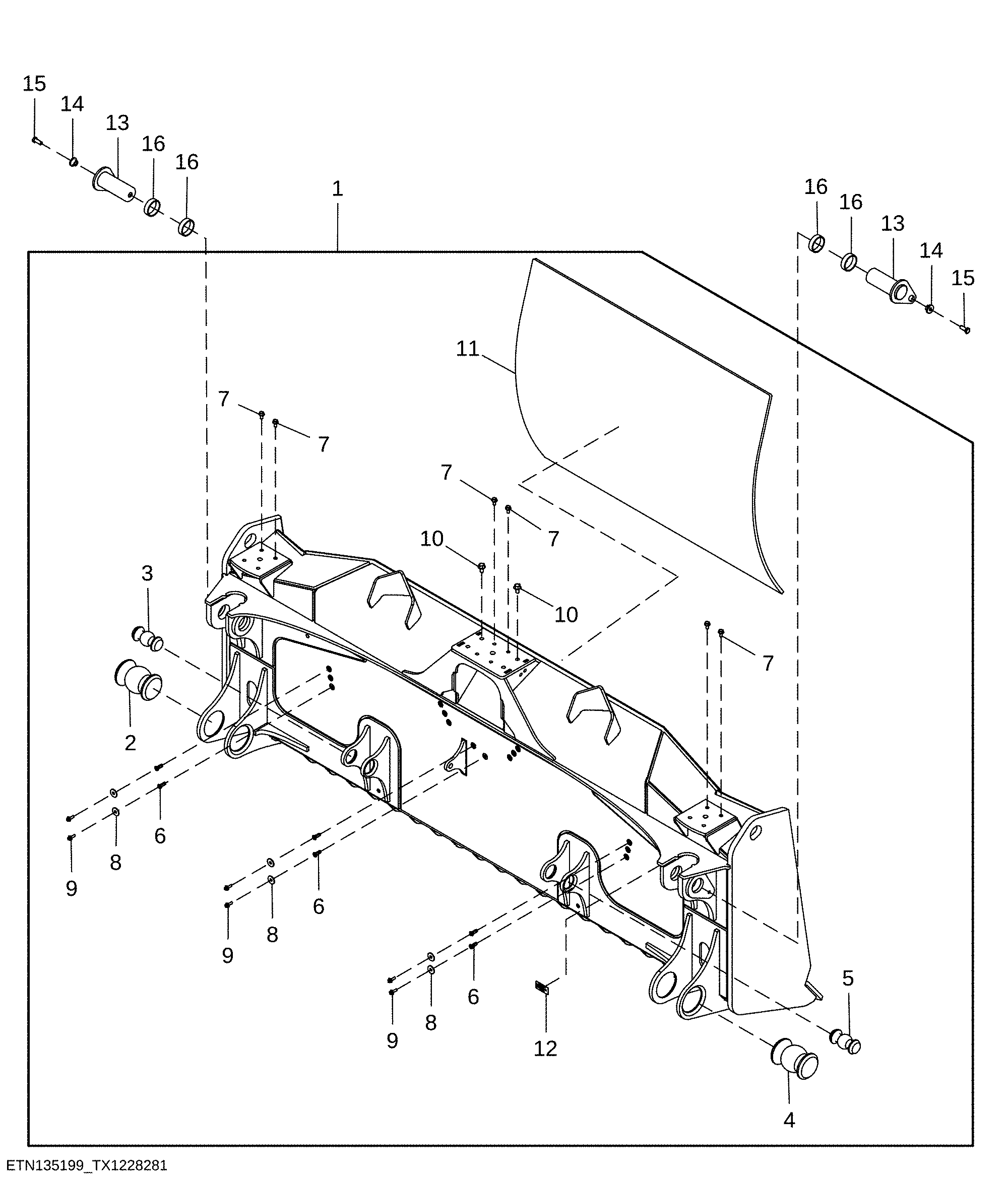 Semi-U Blade with Push Plate, Outside Dozer (OSD)