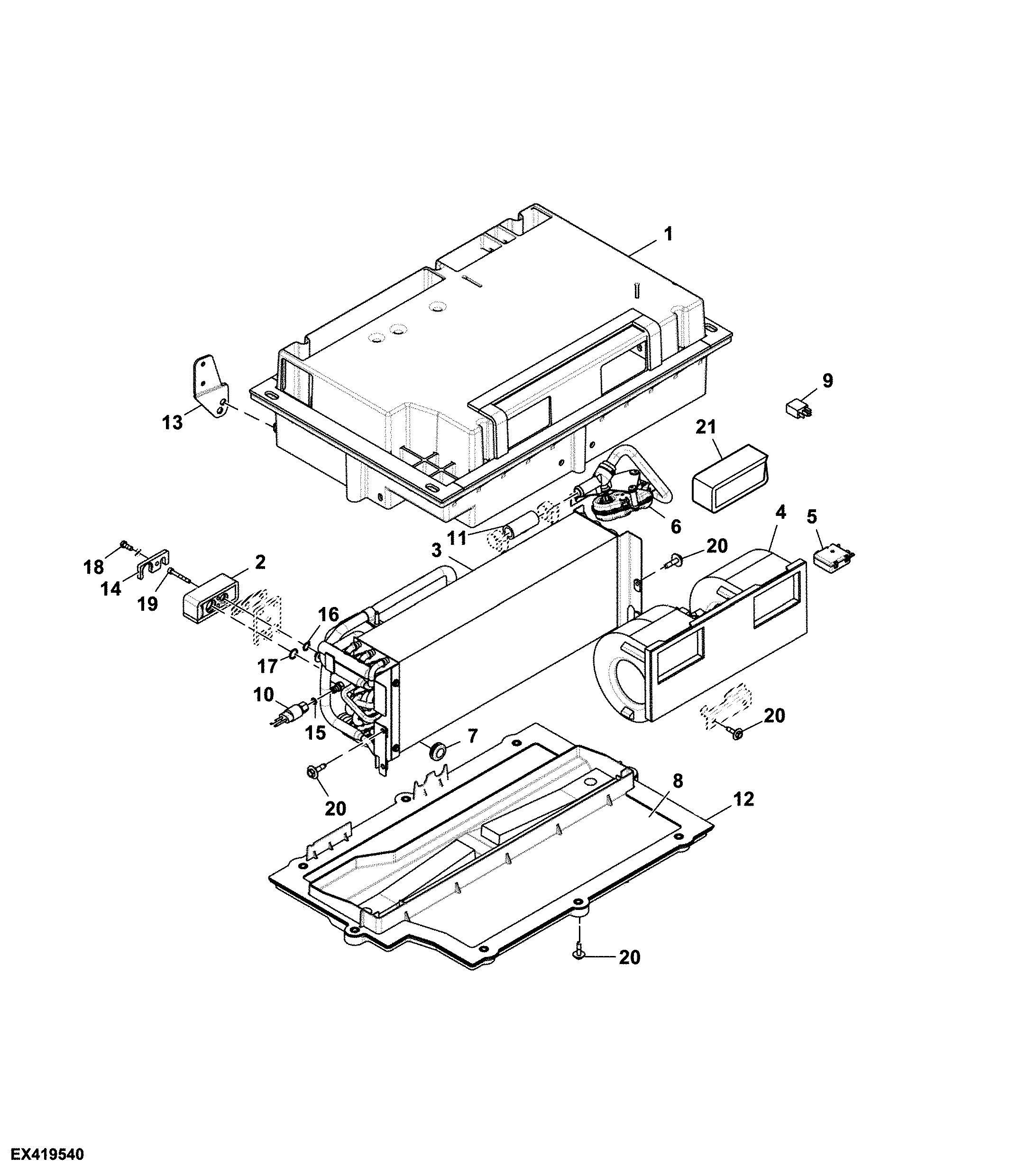 Cab Air Conditioning, Heater and Blower Assembly