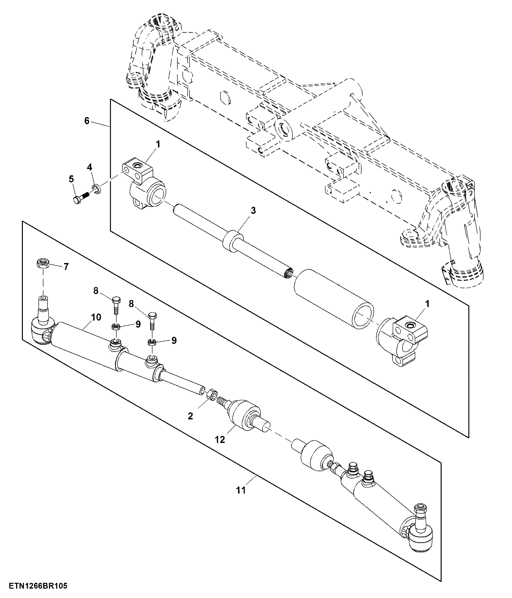 Steering Cylinder and Tie Rods, Front Axle, 2WD