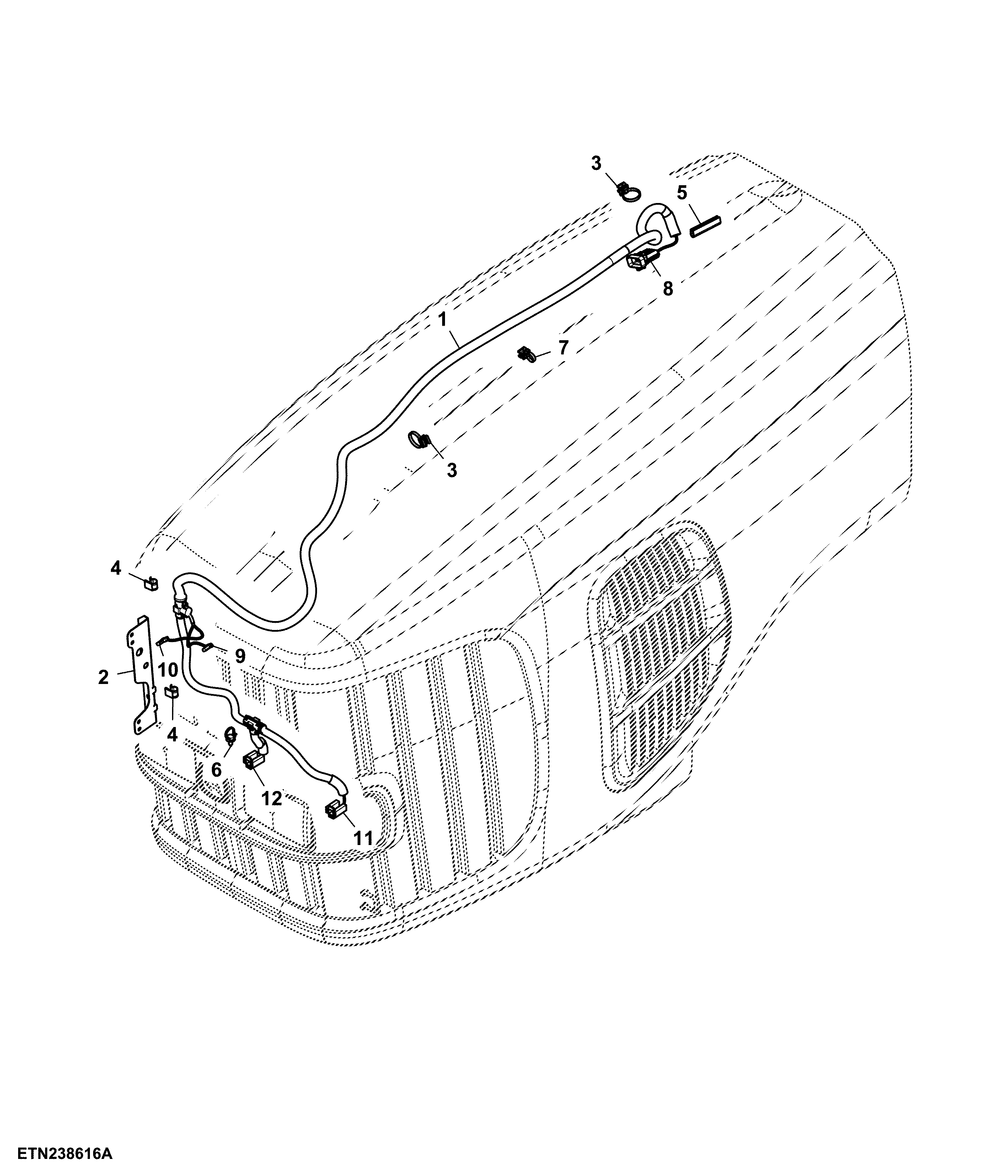 Hood Wiring Harness, W/O Corner Lights (010000 - )
