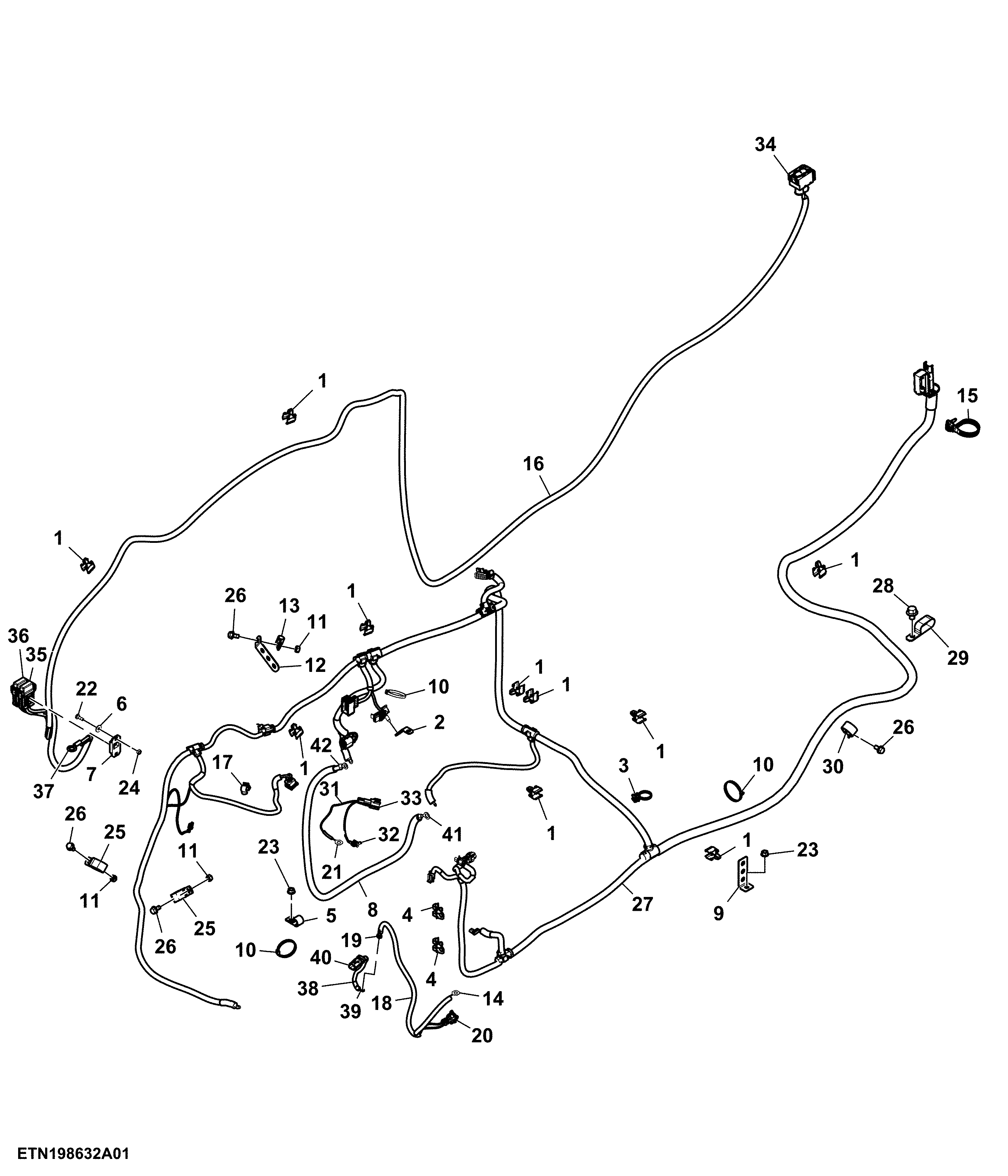 Engine Wiring Harness, Cab, 4 Cylinder (1/2) (010000 - )