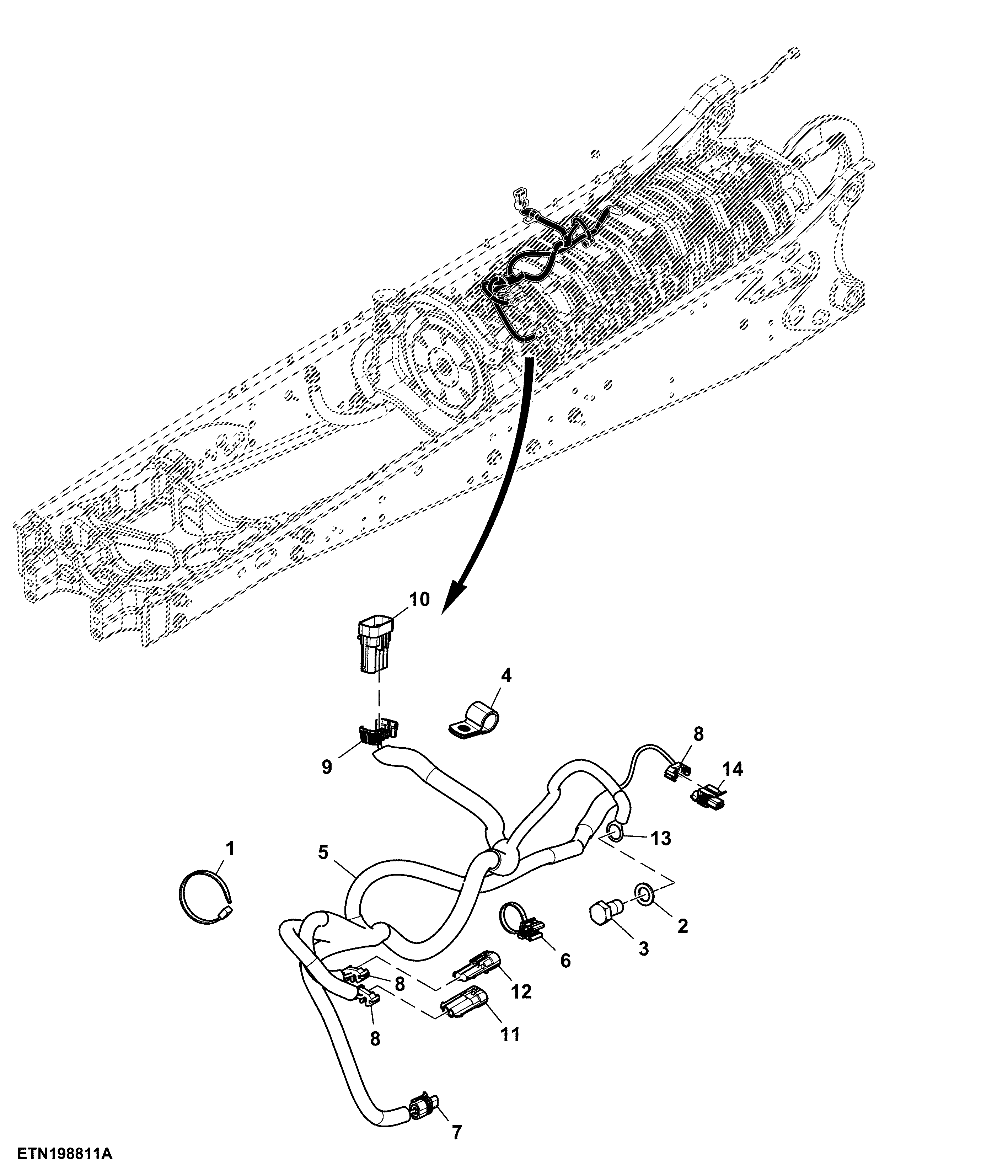 Transmission Wiring Harness, Front, OOS (010000 - )