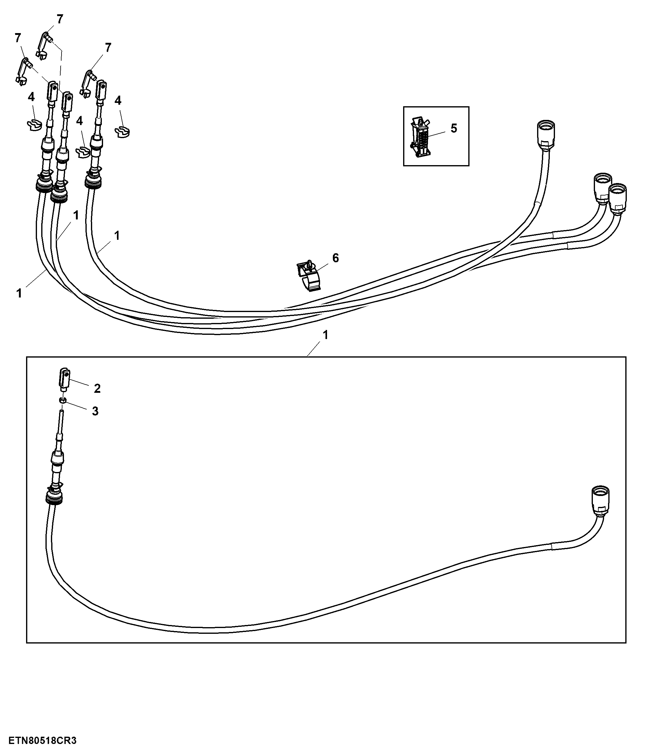 Cable, Lever, Selective Control Valve, 1st, 2nd, 3rd ( - 752517)