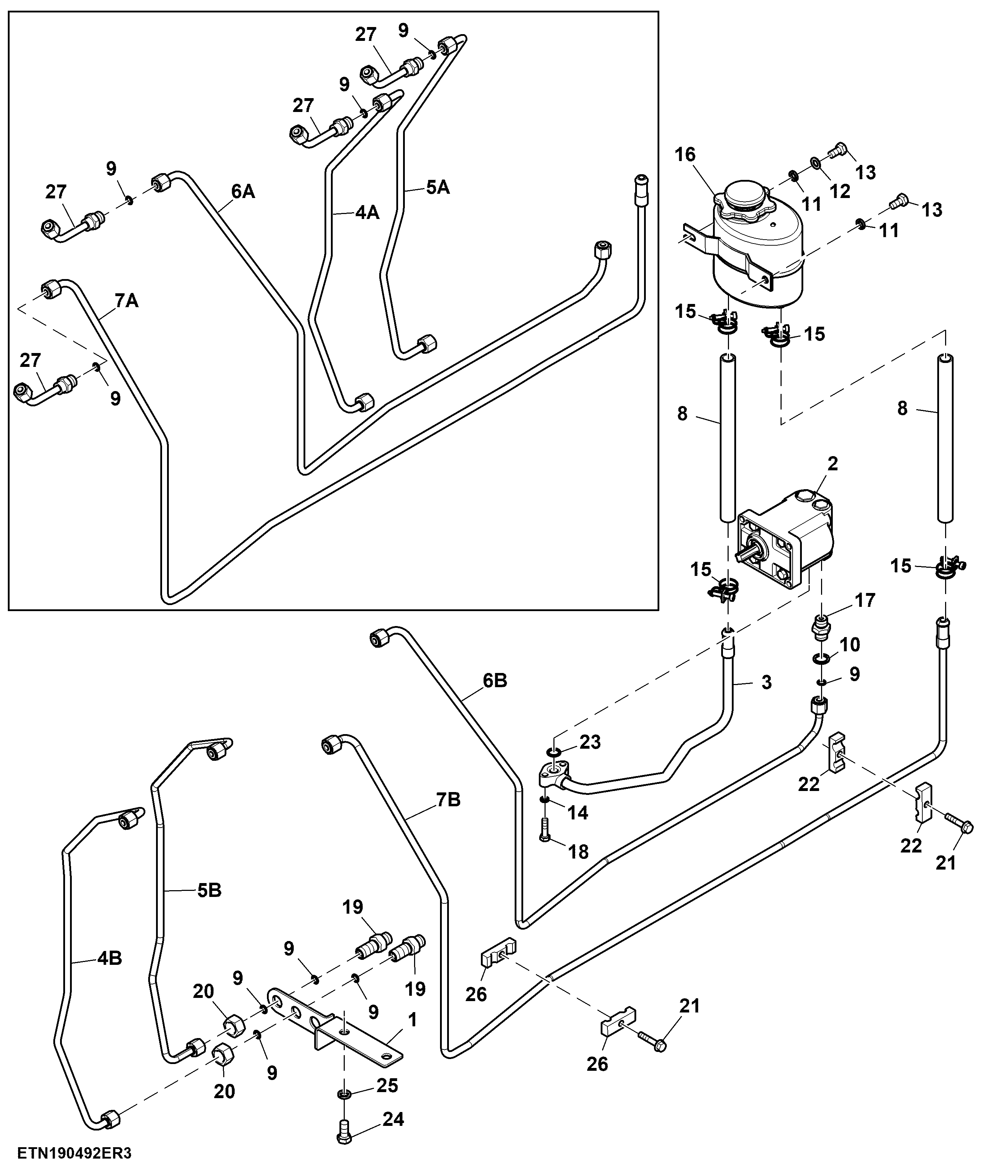 Steering Hydraulic Pump and Steering Oil Lines