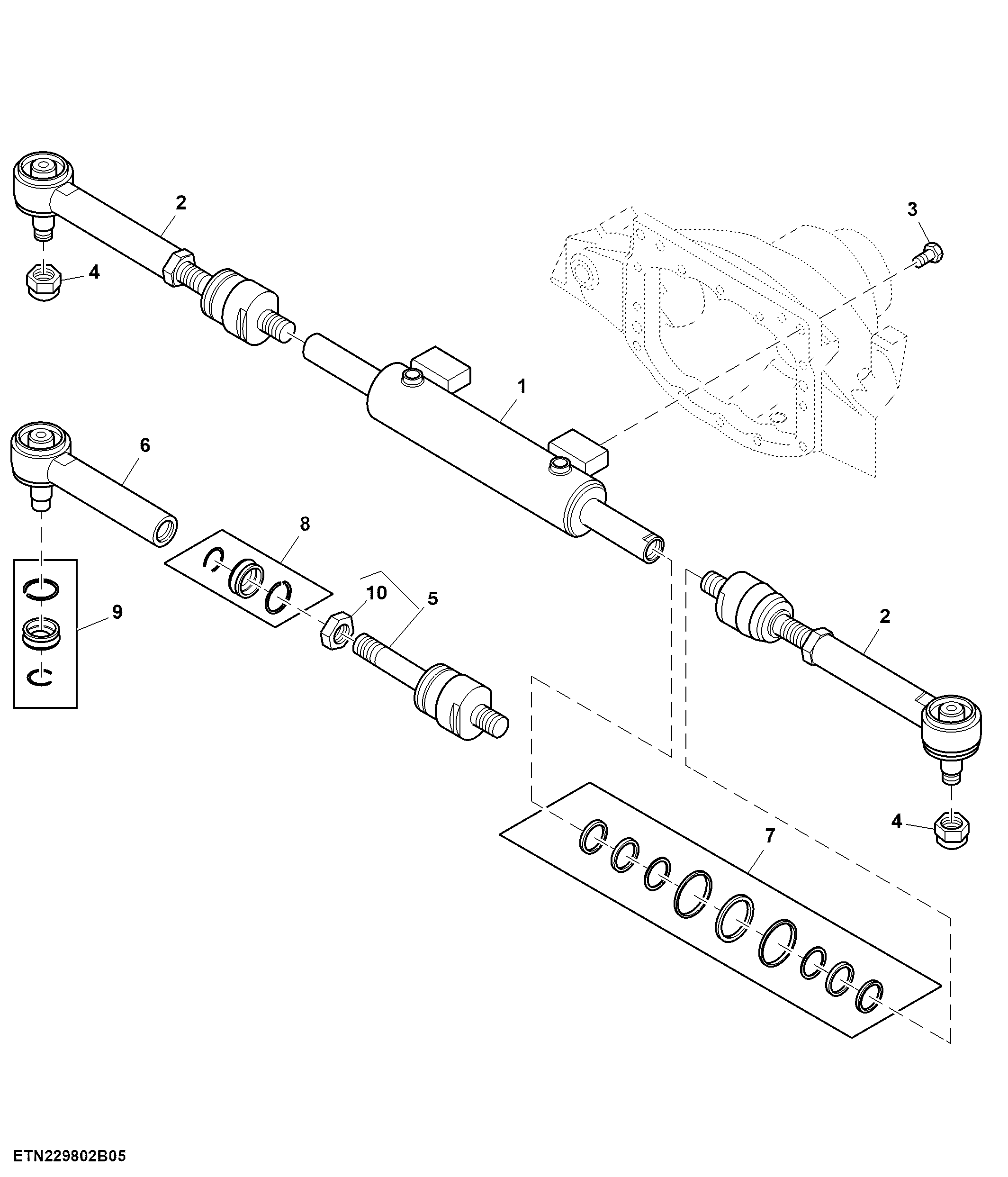 Steering Cylinder, Front Axle, Heavy Duty, MFWD