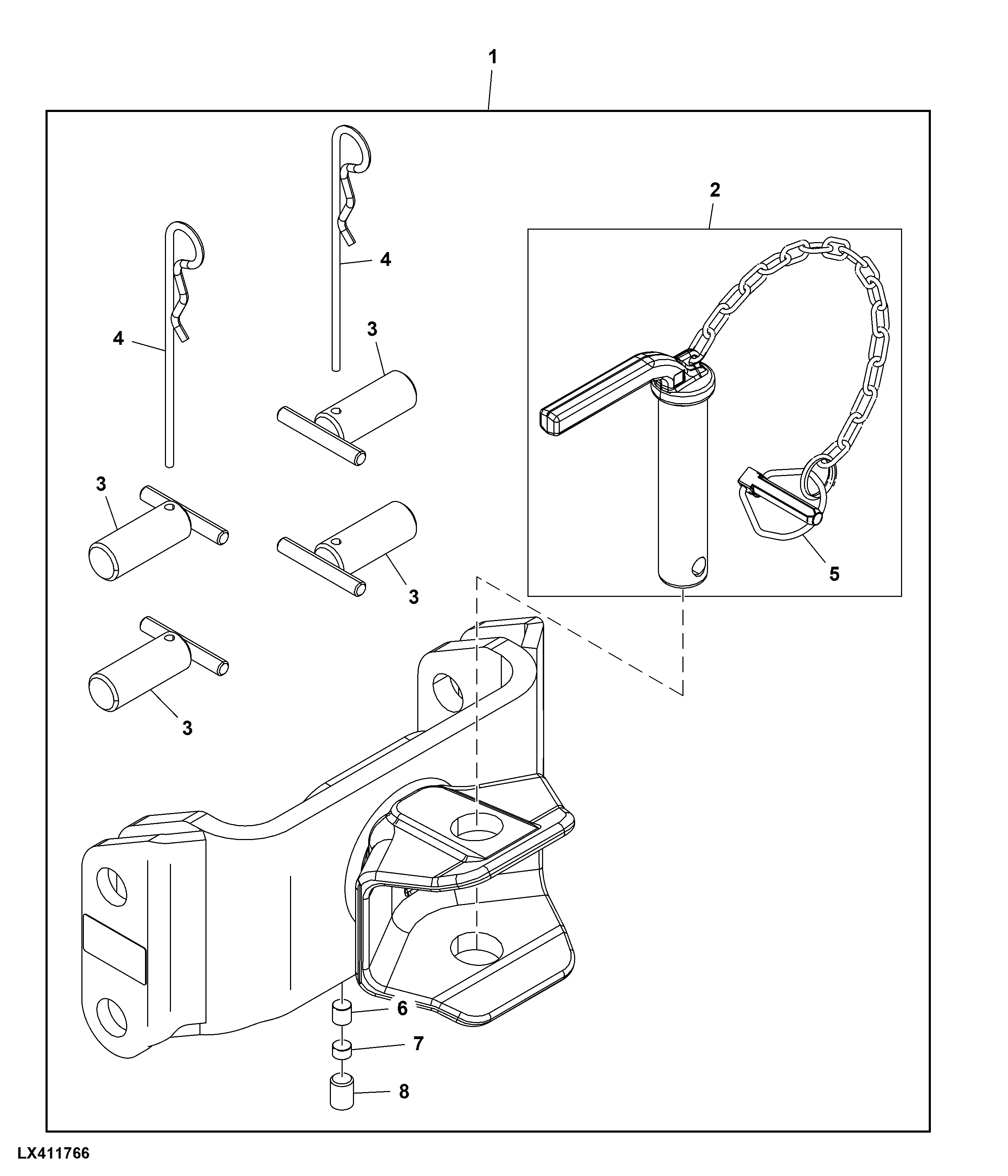 Trailer Hitch, Pin Fixed, Wide Axle (x09764 - )
