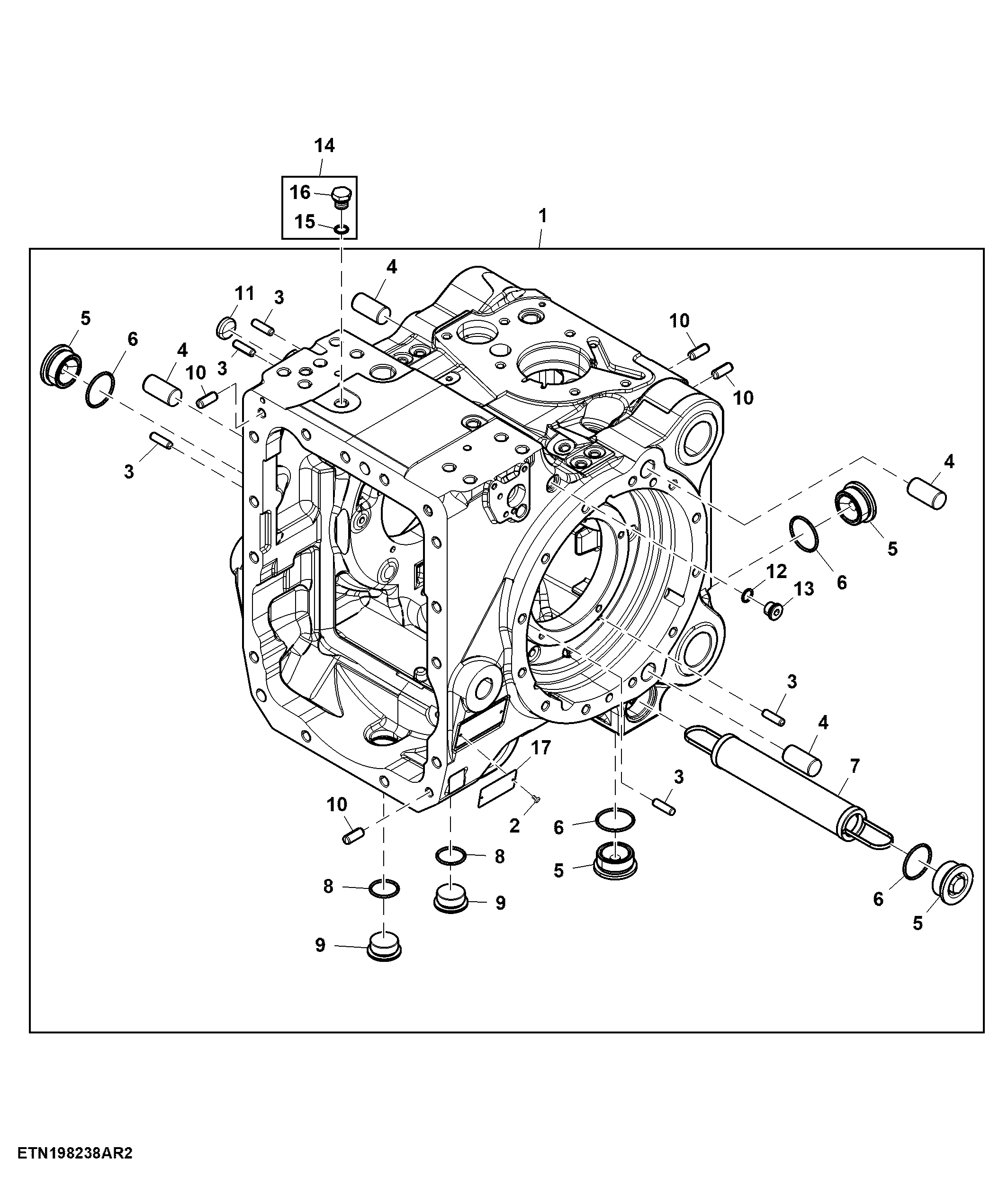 Differential Housing, W/ Mechanical Handbrake (010000 - )