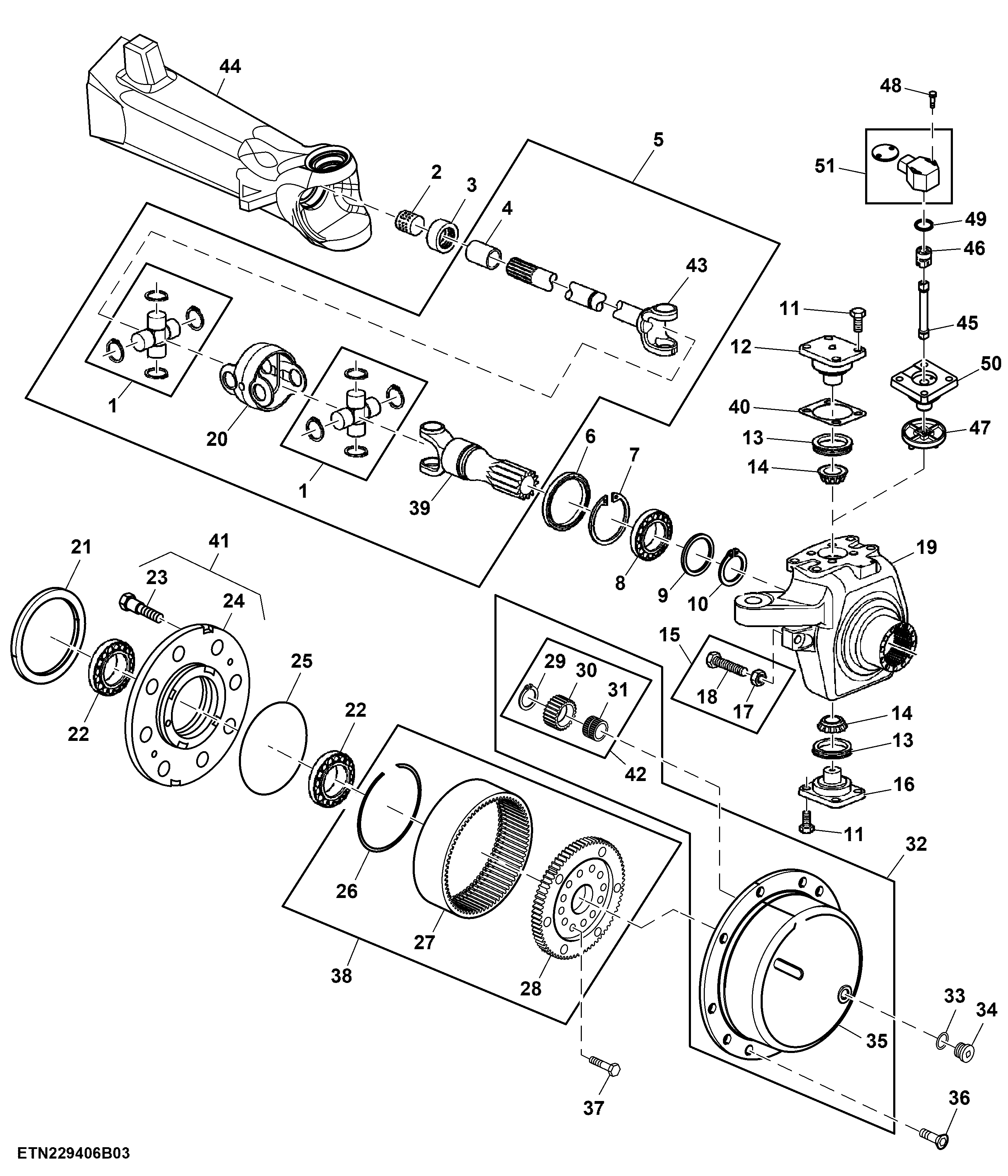 Hub Reduction, Front Axle, Standard Duty, MFWD