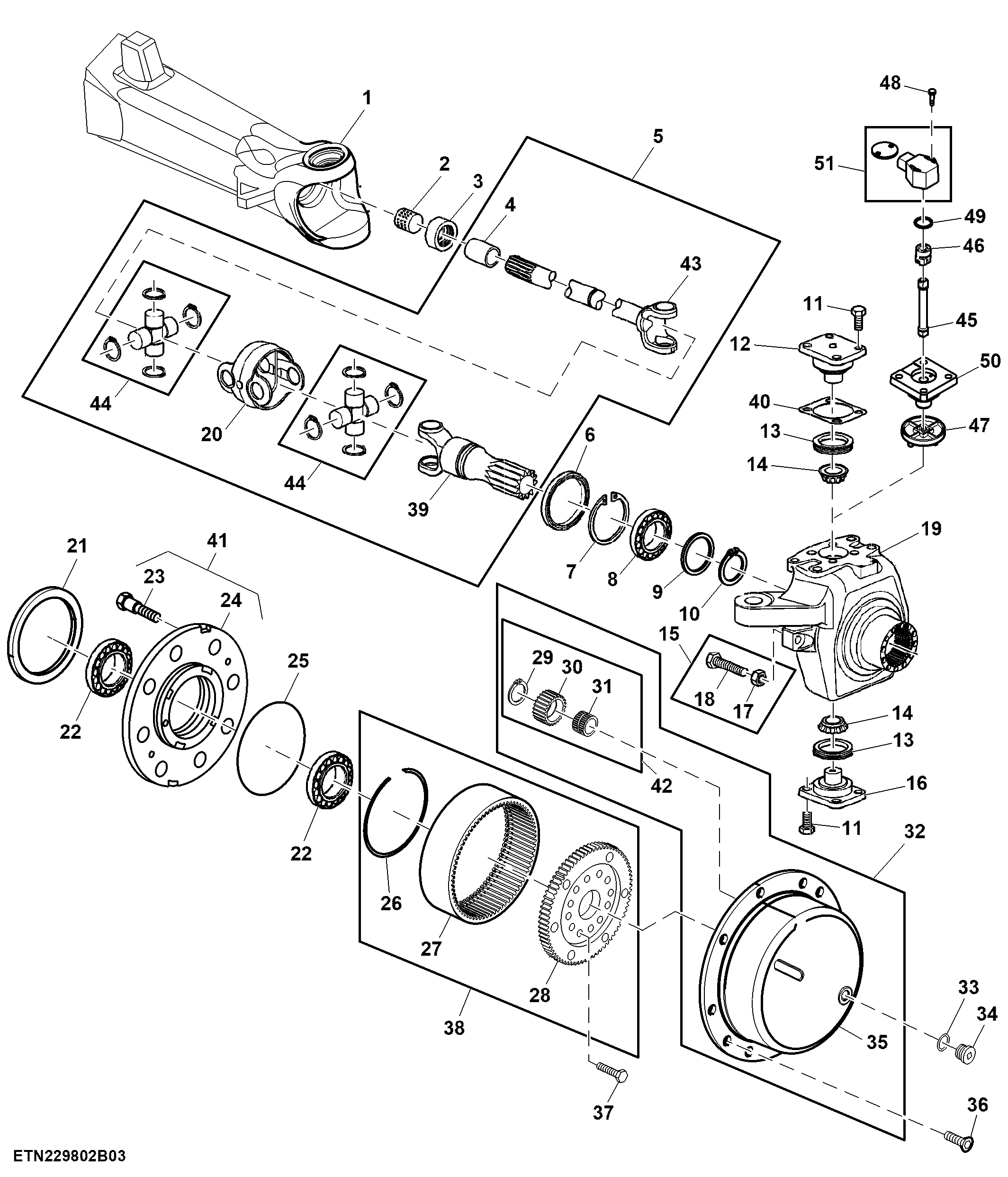 Hub Reduction, Front Axle, Heavy Duty, MFWD