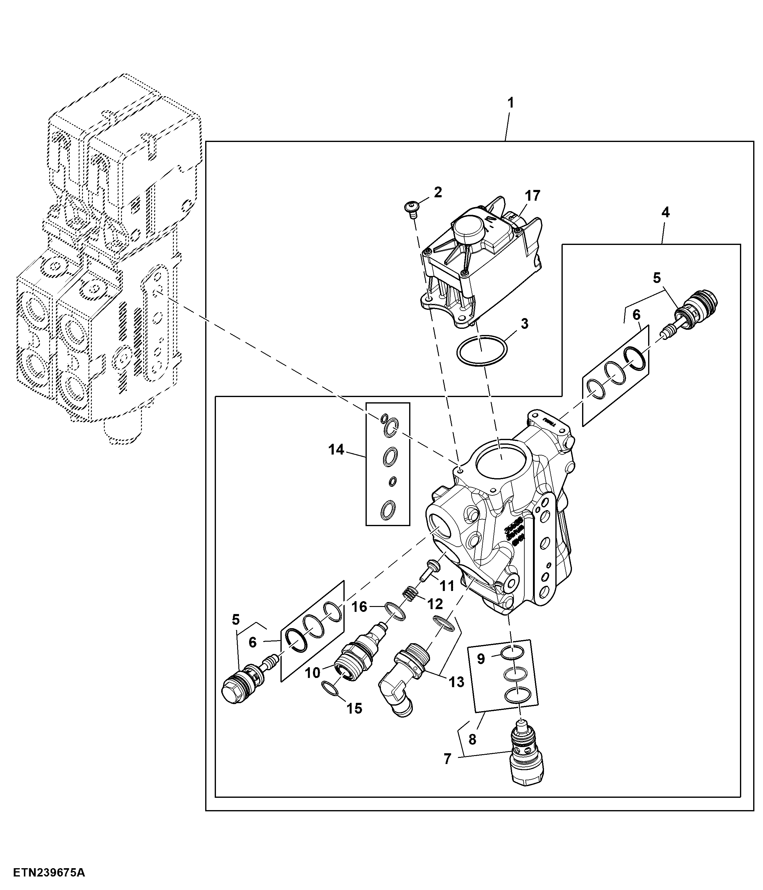 Control Valve, Hitch, W/ PC- Hydraulics, W/ Stepper Motor (010000 - )