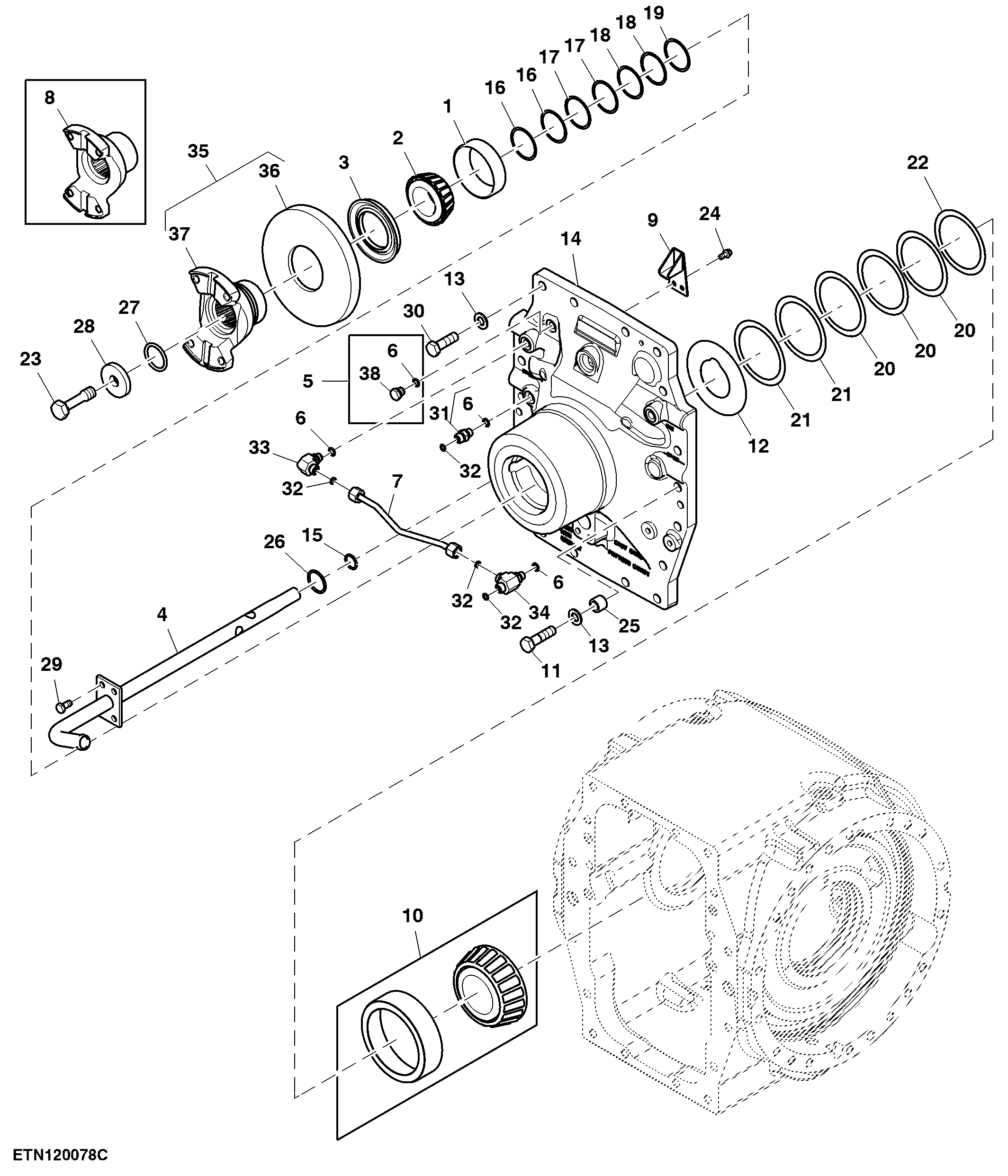 Rear Axle Input Cover, Single Reduction, 120 mm ( - 056005)