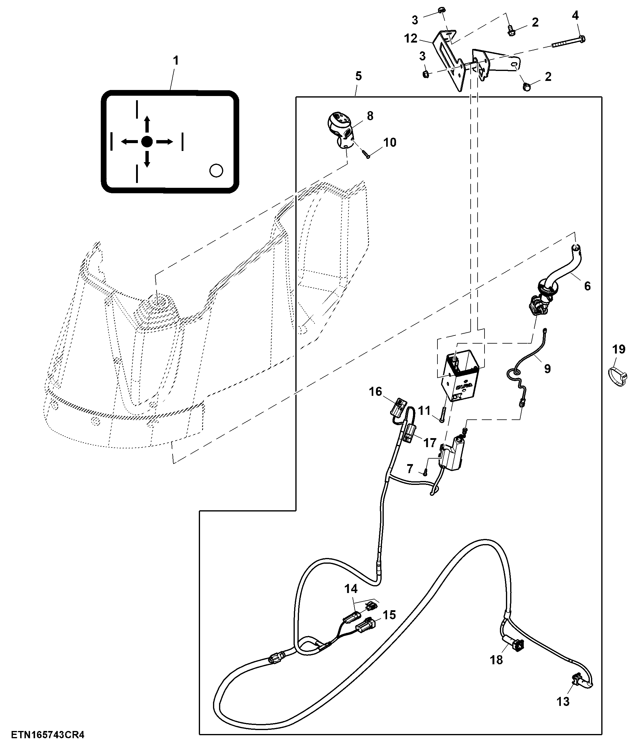 Multi Function Lever, W/ 3- Functions, W/ Diverter Control, W/ Loader Suspension