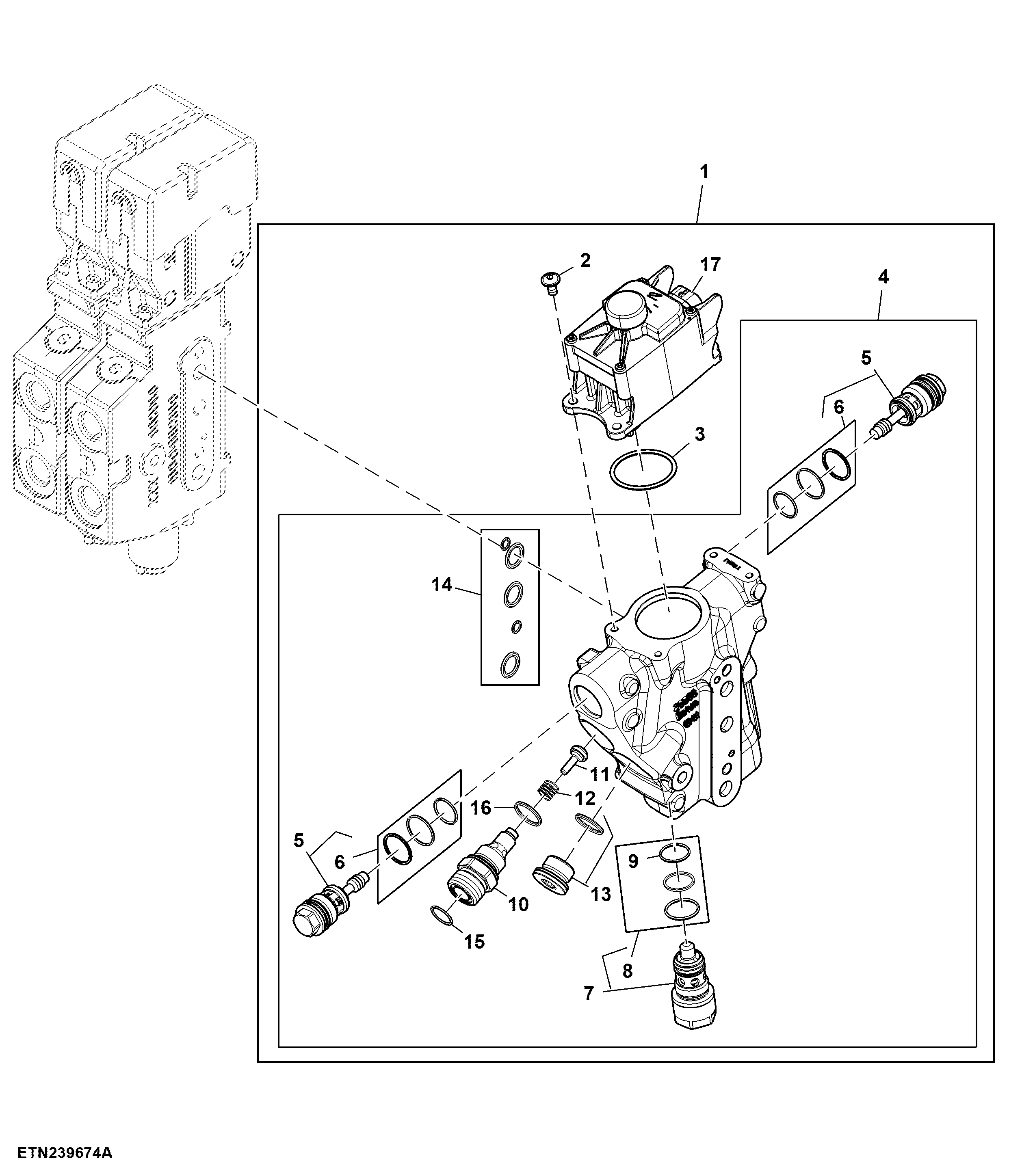 Control Valve, Hitch, W/ PFC - Hydraulics, W/ Stepper Motor (010000 - )