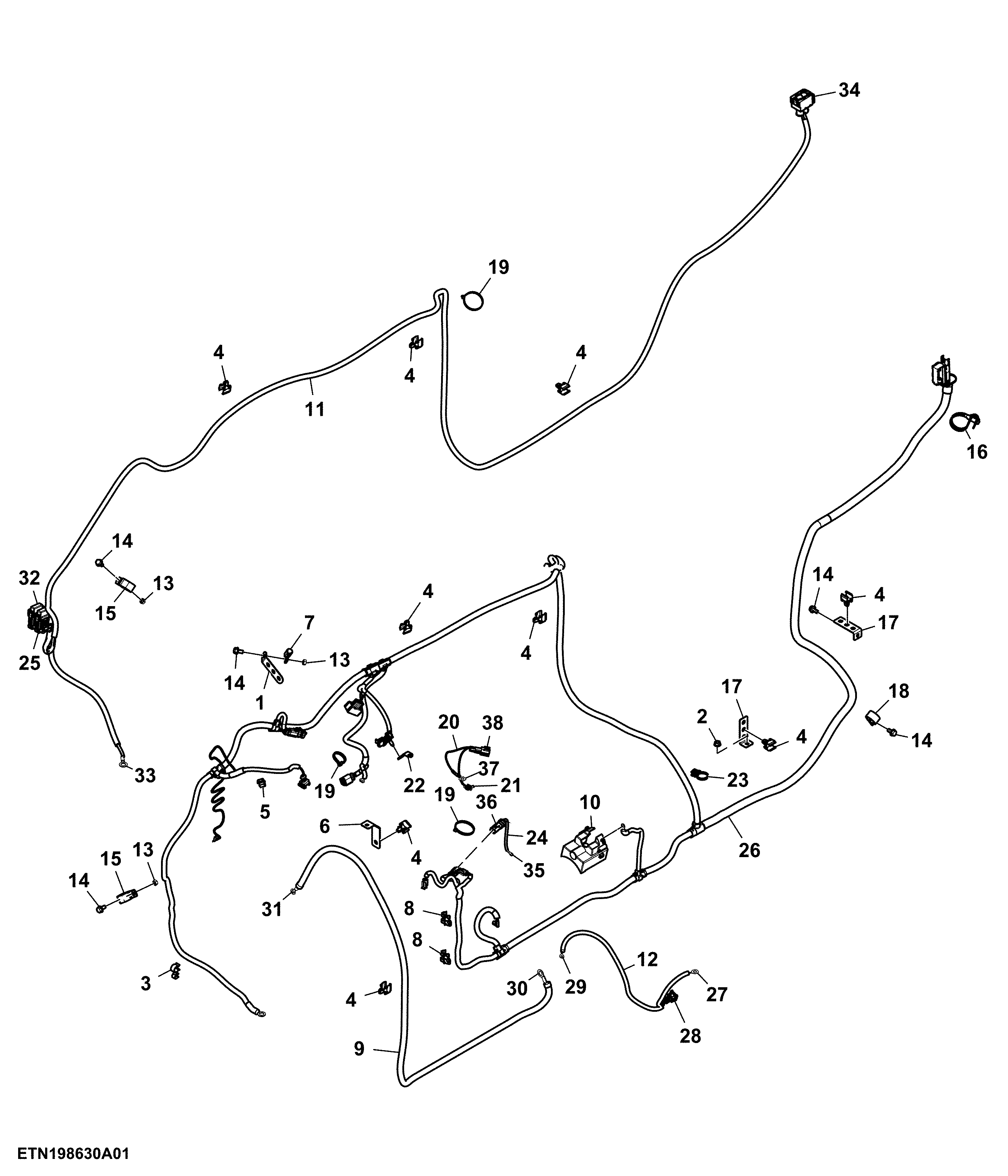 Engine Wiring Harness, Cab, 6 Cylinder (1/2) (010000 - )