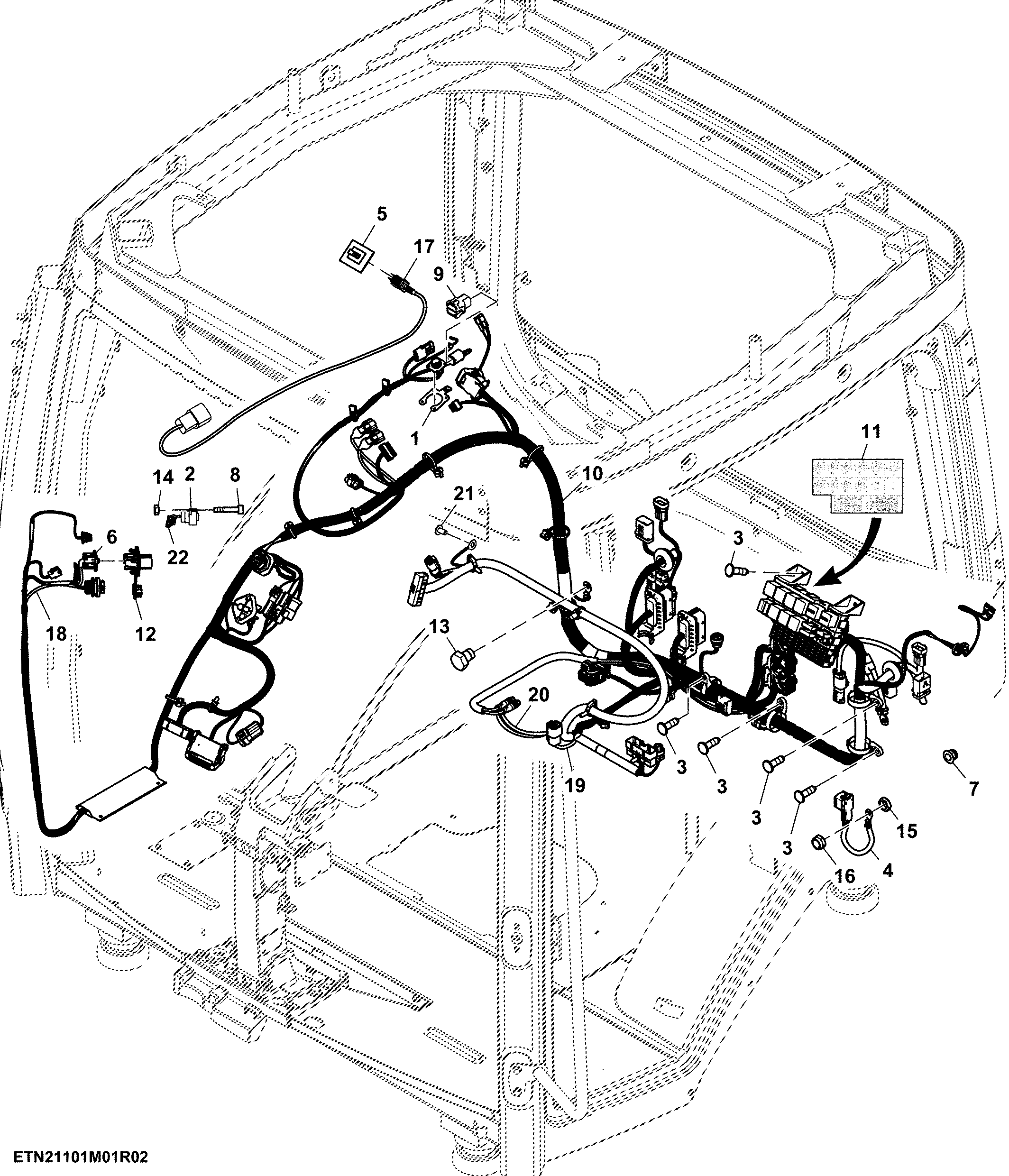 Cab Wiring Harness, Generation 4 CommandCenter™ 4100 Processor (1/3) ( - 119999)
