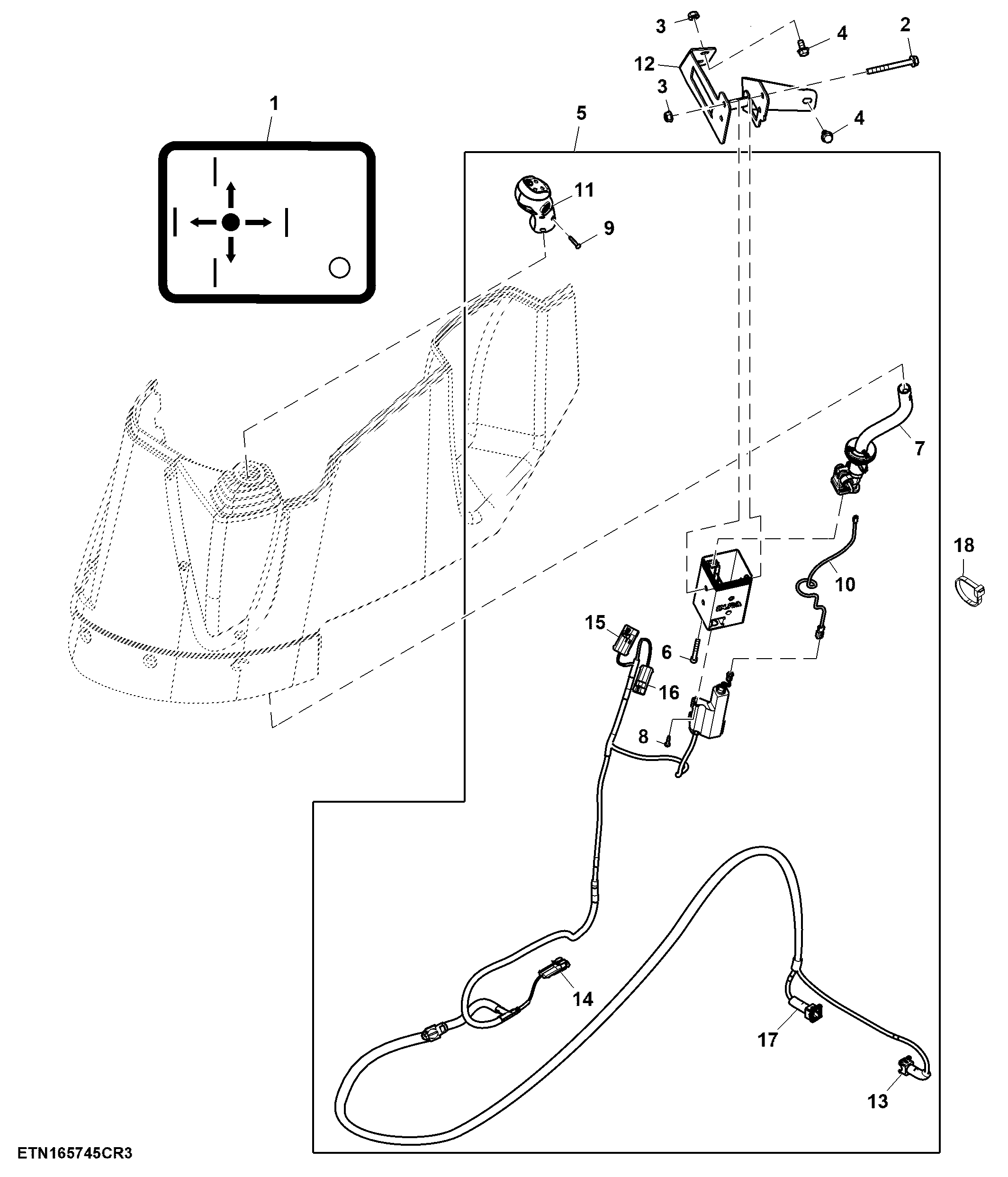 Multi Function Lever, W/ 3- Functions, W/O Diverter Control, W/ Loader Suspension