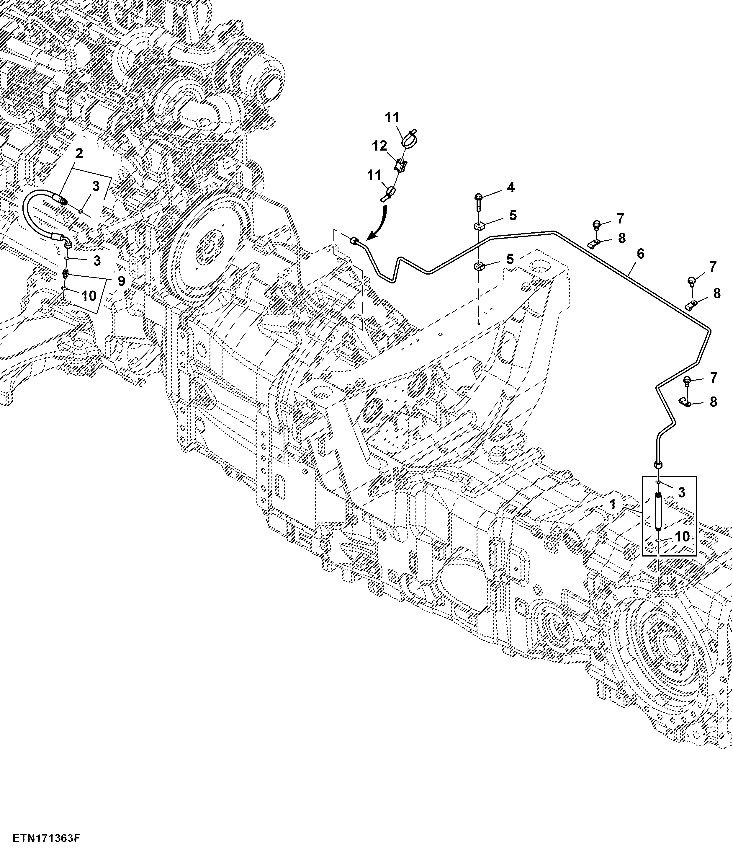 Oil Line, Front Differential Lock, 1500 MFWD ( - 072000)