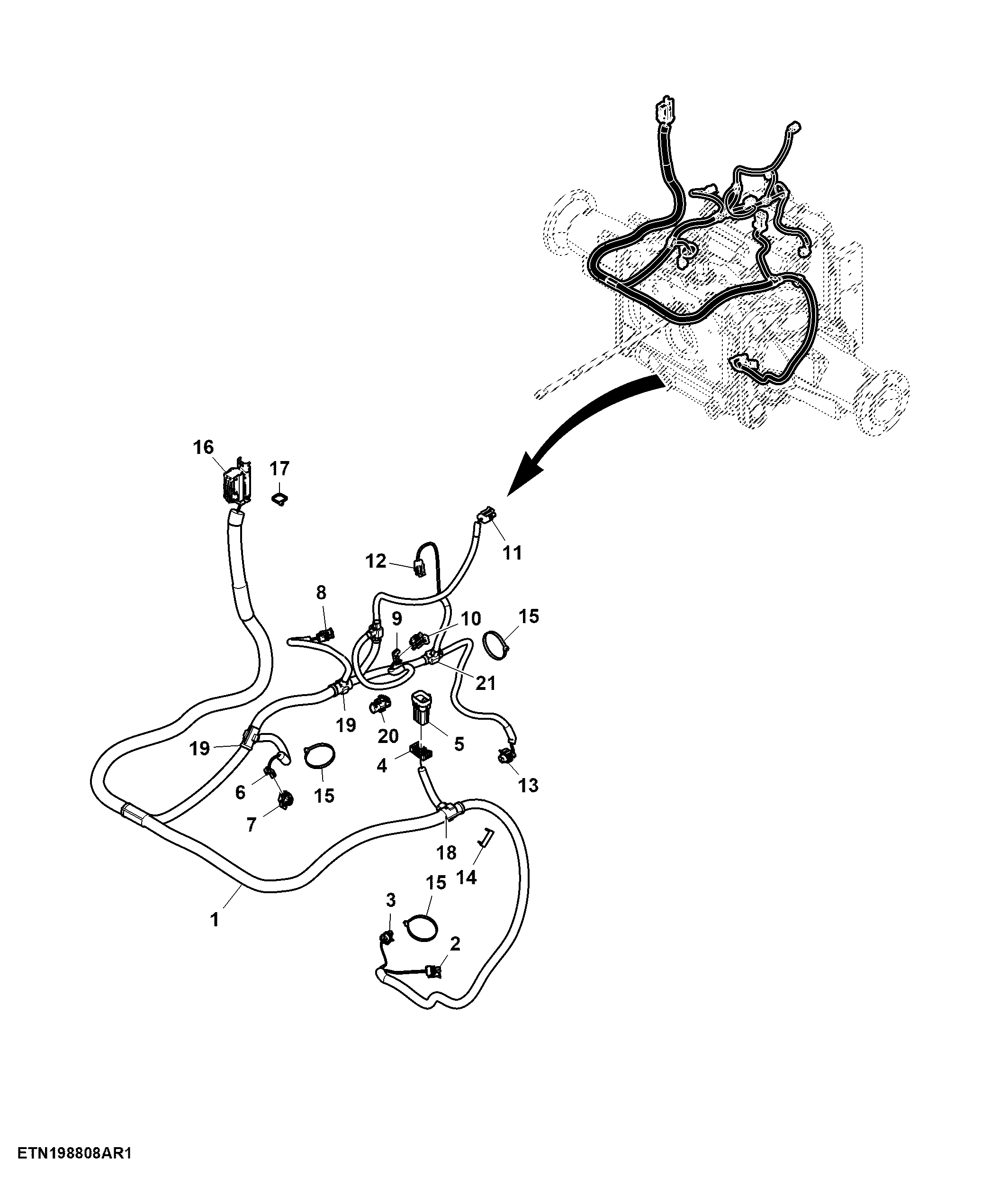Transmission Wiring Harness, Rear (010000 - )