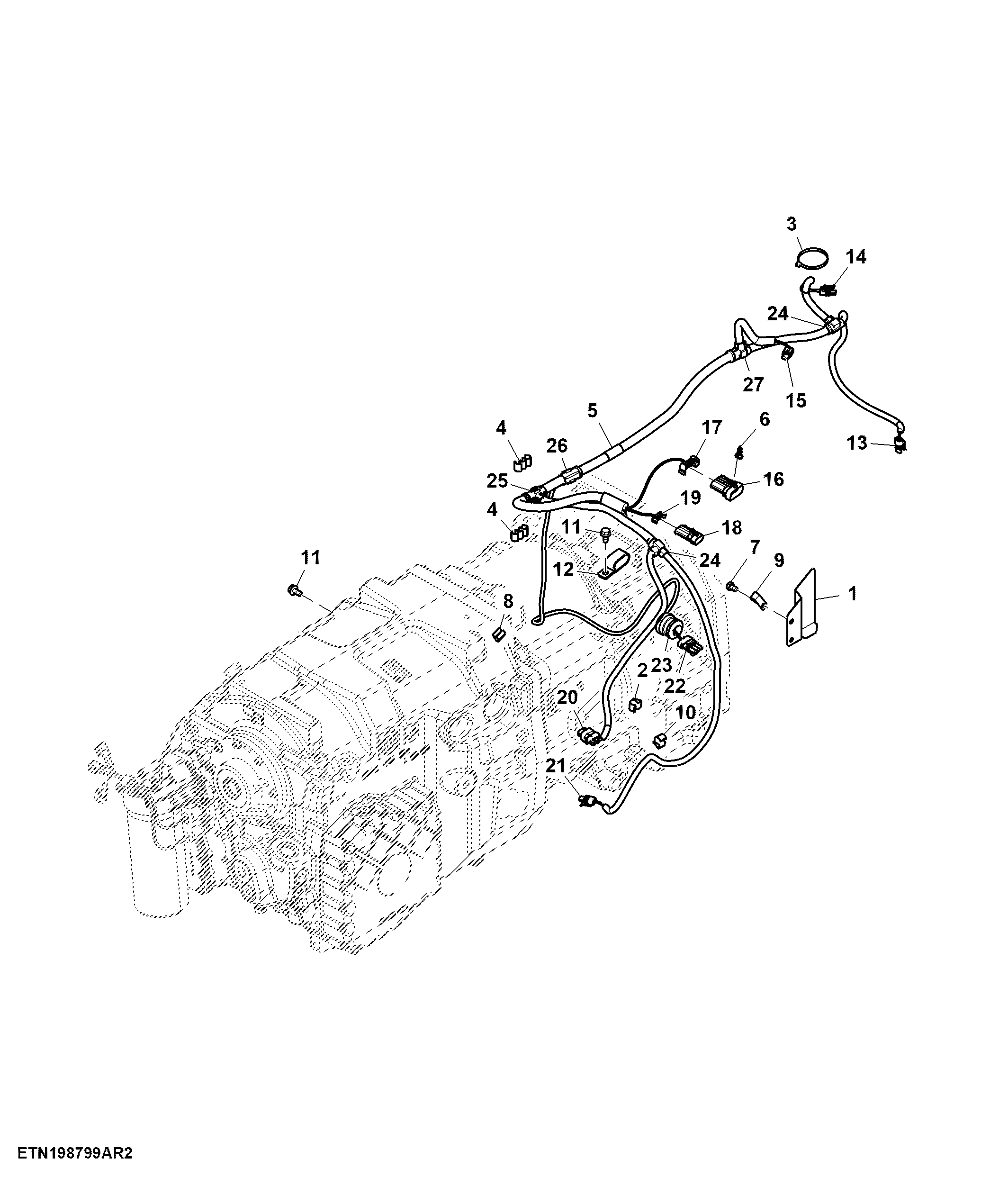 Transmission Wiring Harness, Rear, OOS (010000 - )